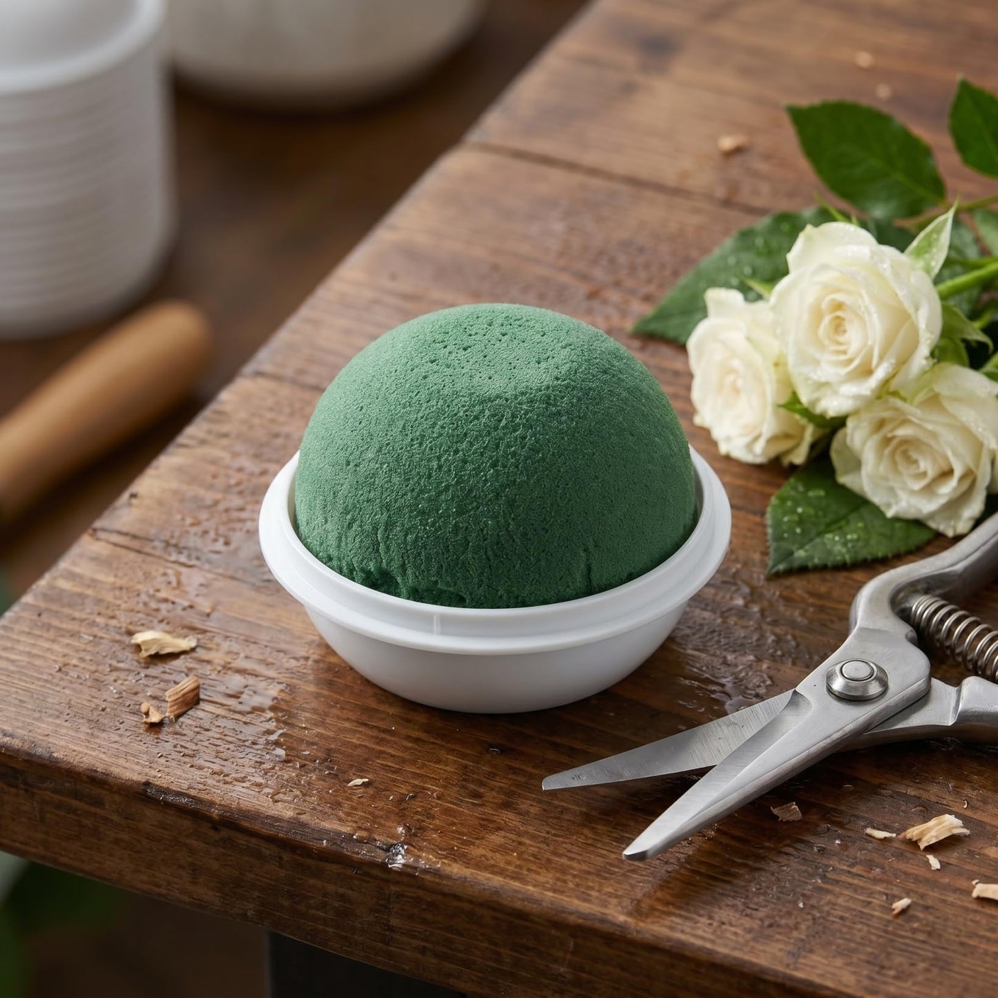 NUOBESTY 12Pcs Round Floral Foam Holders, Round Floral Foam Dried Flower Mud Wedding Decor Wine Bottle Craft DIY 2.16X1.92X1.69In