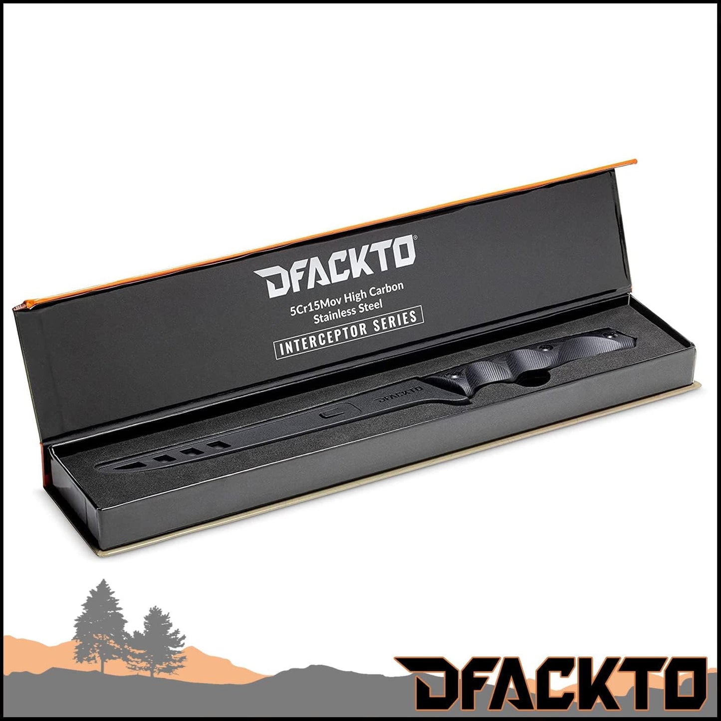 Interceptor 7.5 Inch Fillet Knife for Camping and Outdoor Kitchen, High Carbon Stainless Steel Black Knife