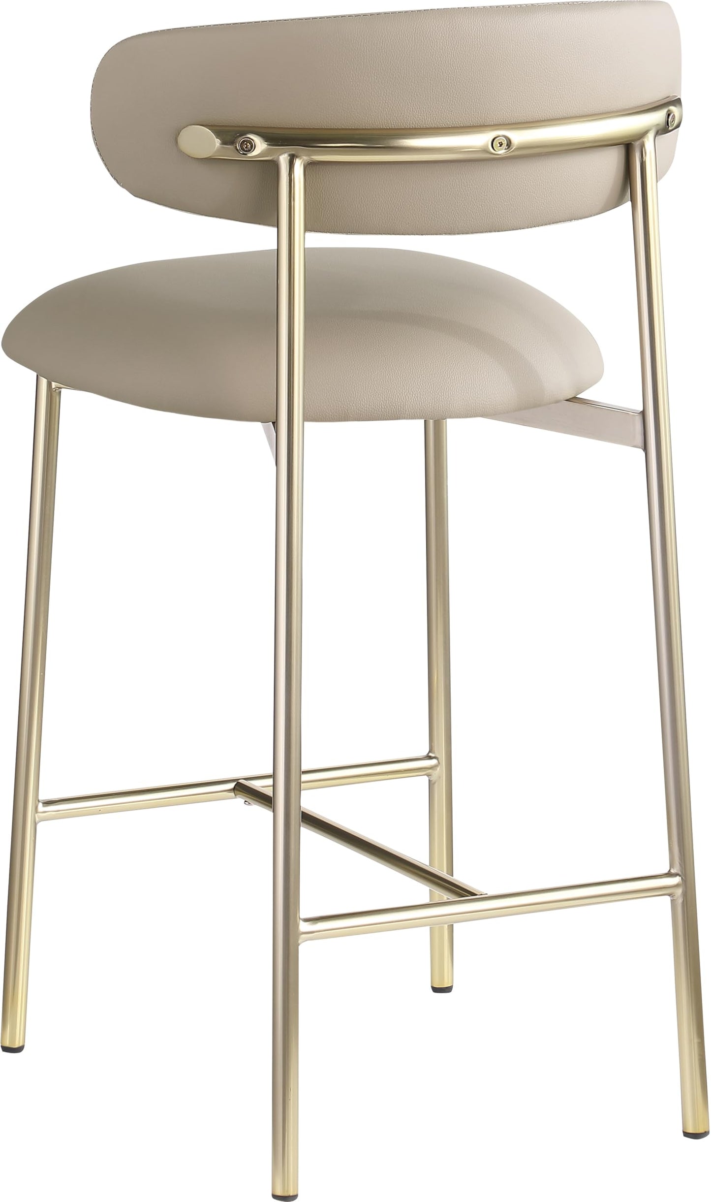 Meridian Furniture 995Taupe-C Lupita Collection Modern | Contemporary Counter Stool with Soft Taupe Vegan Leather, Brushed Gold Metal Frame, 20.5" W x 19" D x 36" H, Taupe, Set of 2
