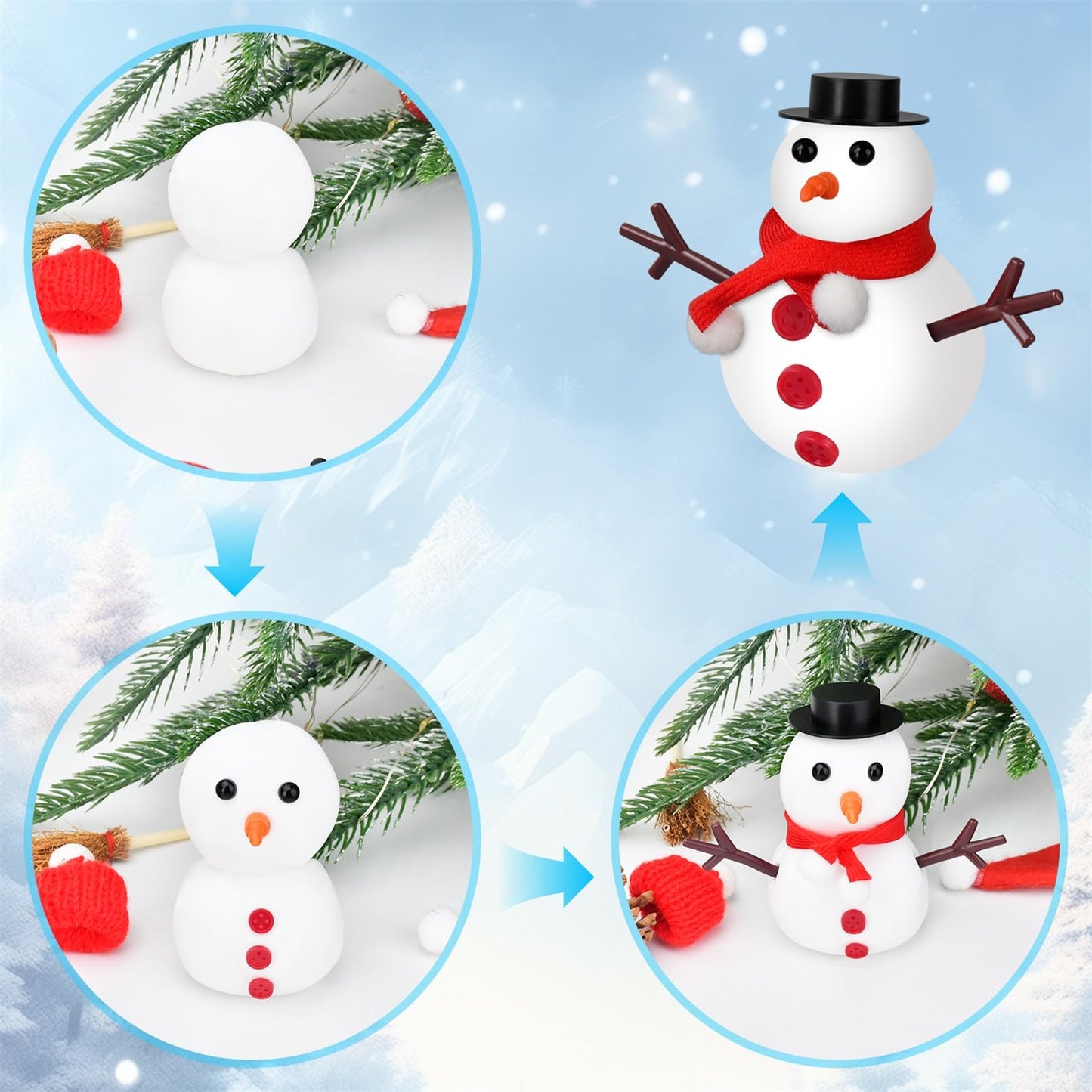 Ariepoue Stocking Stuffers for Kids Teen Boys Girls - 9 Pack Build Snowman Kit Christmas Crafts Gifts for Kids Creative Air Dry Modeling Clay Xmas Gift Birthday Gifts