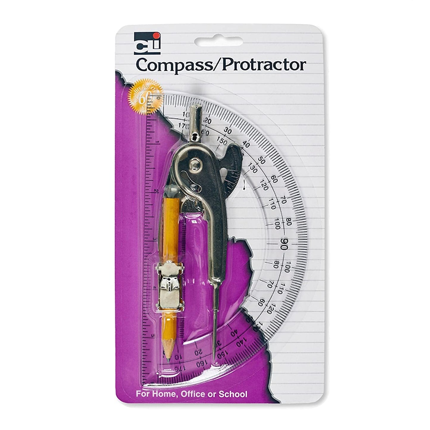 Charles Leonard Ball Bearing Compass and 6 Inch Protractor Combo Set, 12 Sets