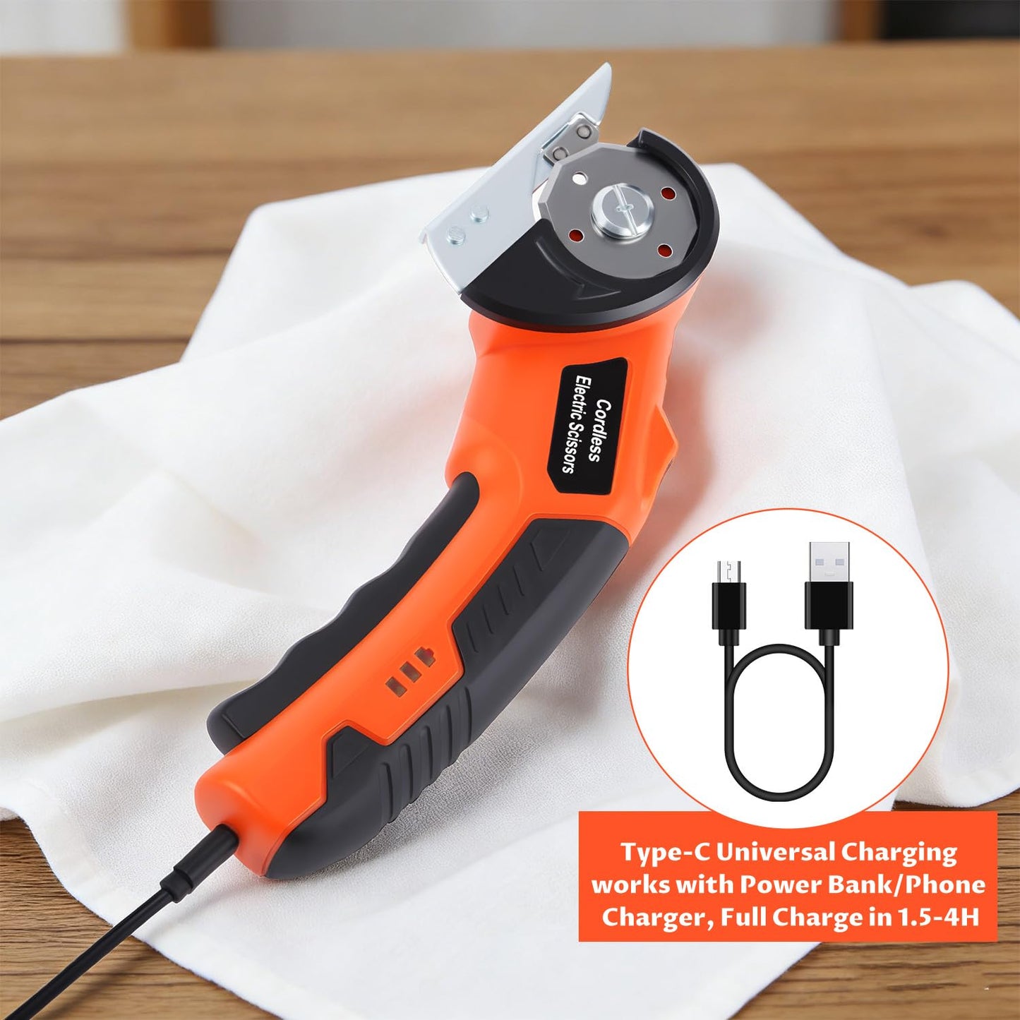 Lichamp Cordless Electric Scissors, Rechargeable Box Cutter, Carpet & Fabric Rotary Cutter with Safety Button, USB Charging for Cardboard Box, Plastic, Leather & More
