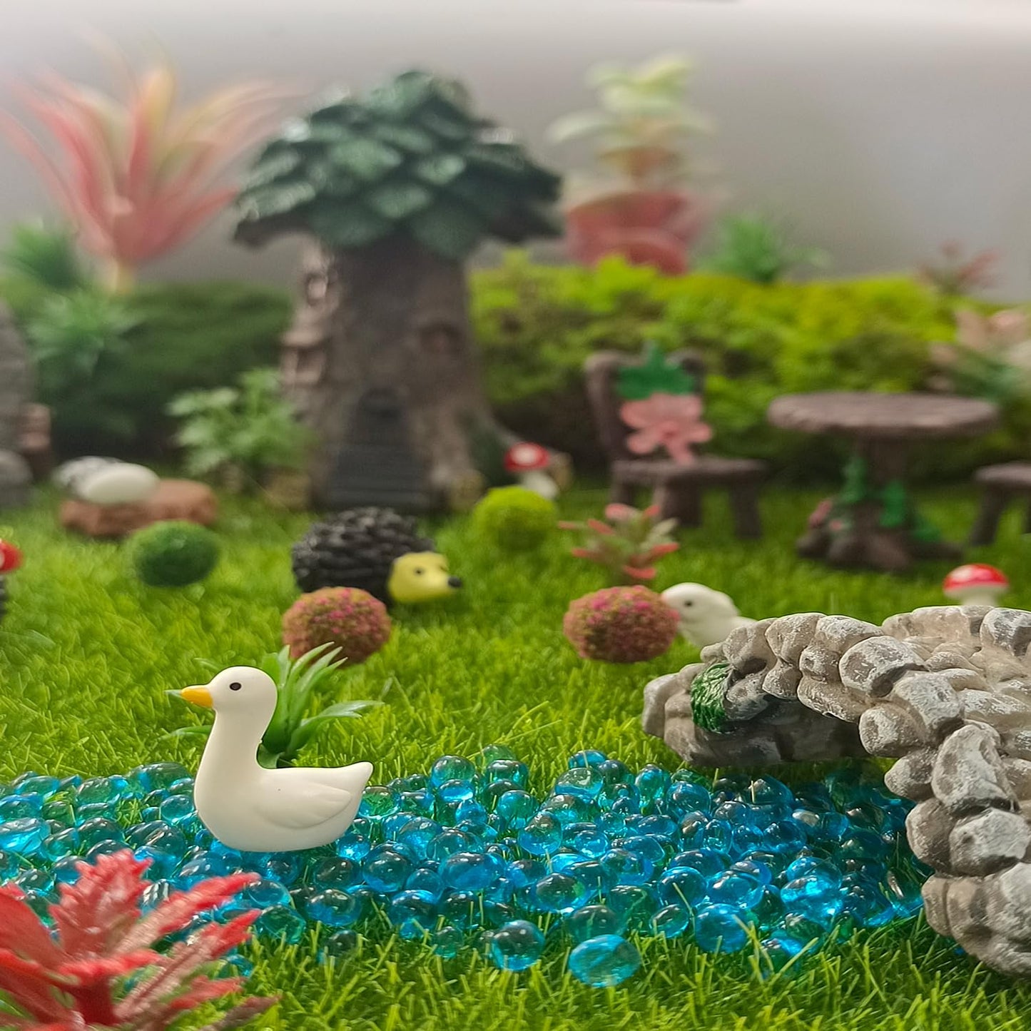 QuarenDen 48 Pcs Fairy Garden Accessories, Micro Landscape Ornaments Kit, Terrarium Miniatures, Fairy Village Accessories, Mini Figurines for Crafts to DIY Miniature Garden