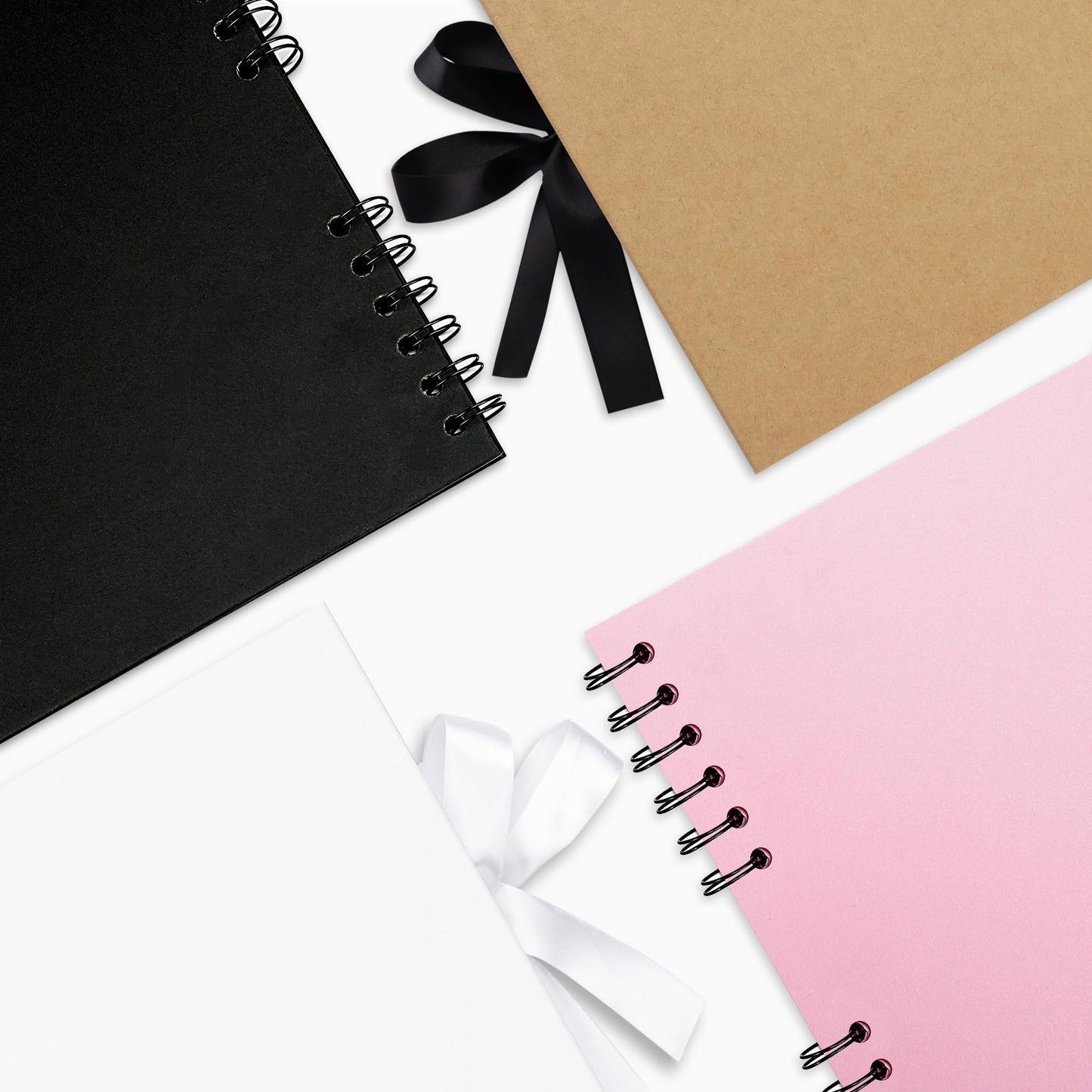 Remowith 10×10 inch Scrapbook Photo Album DIY Picture Book 40 Pages, Thick Kraft Paper Scrap Book Album with Silk Ribbon Wedding Guest Book Memory Book for Baby, Family, Travel (Black)