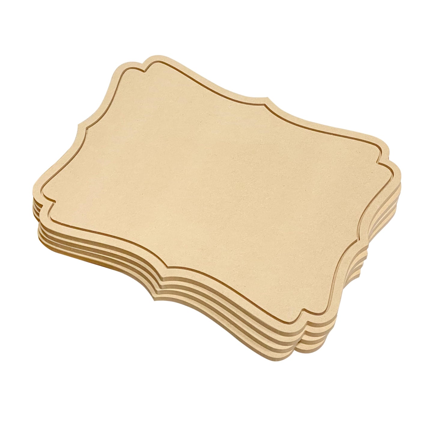 4 Pack Unfinished Wooden Floating Plaques 12"x16"-0.41 Inch Thick MDF Wood Surface Sign Wood Blank Canvas for DIY Arts and Crafts Projects(Quatrefoil Scroll)