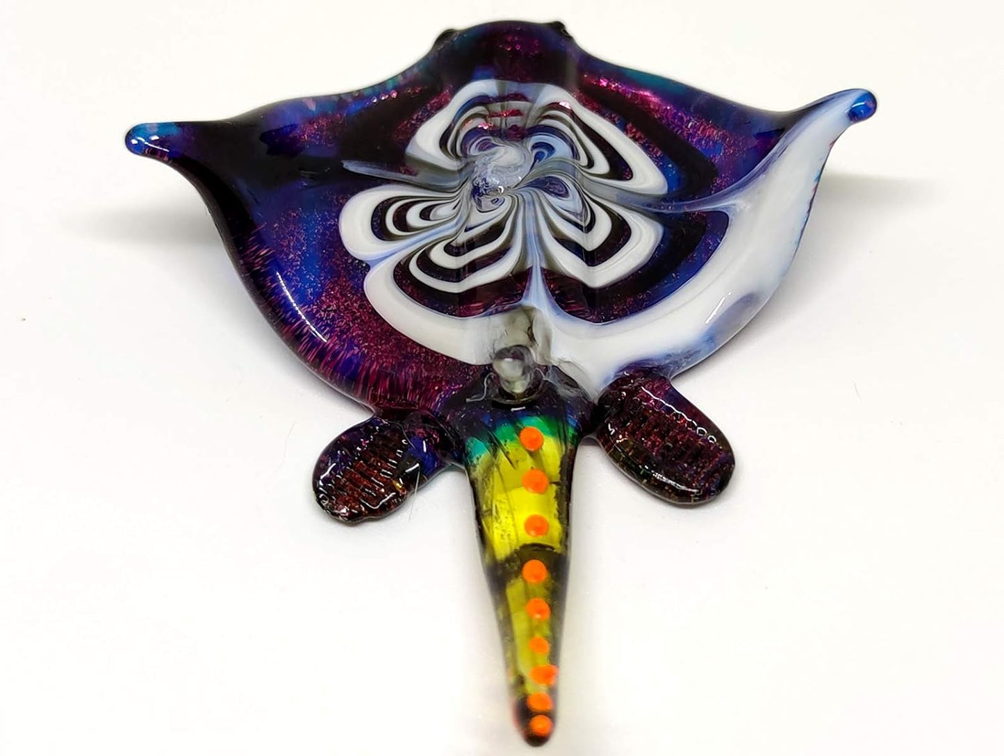 Manta Ray Figurine Handmade Glass – Tiny Blown Glass Animal – Miniature Collectible Ocean Décor Gift