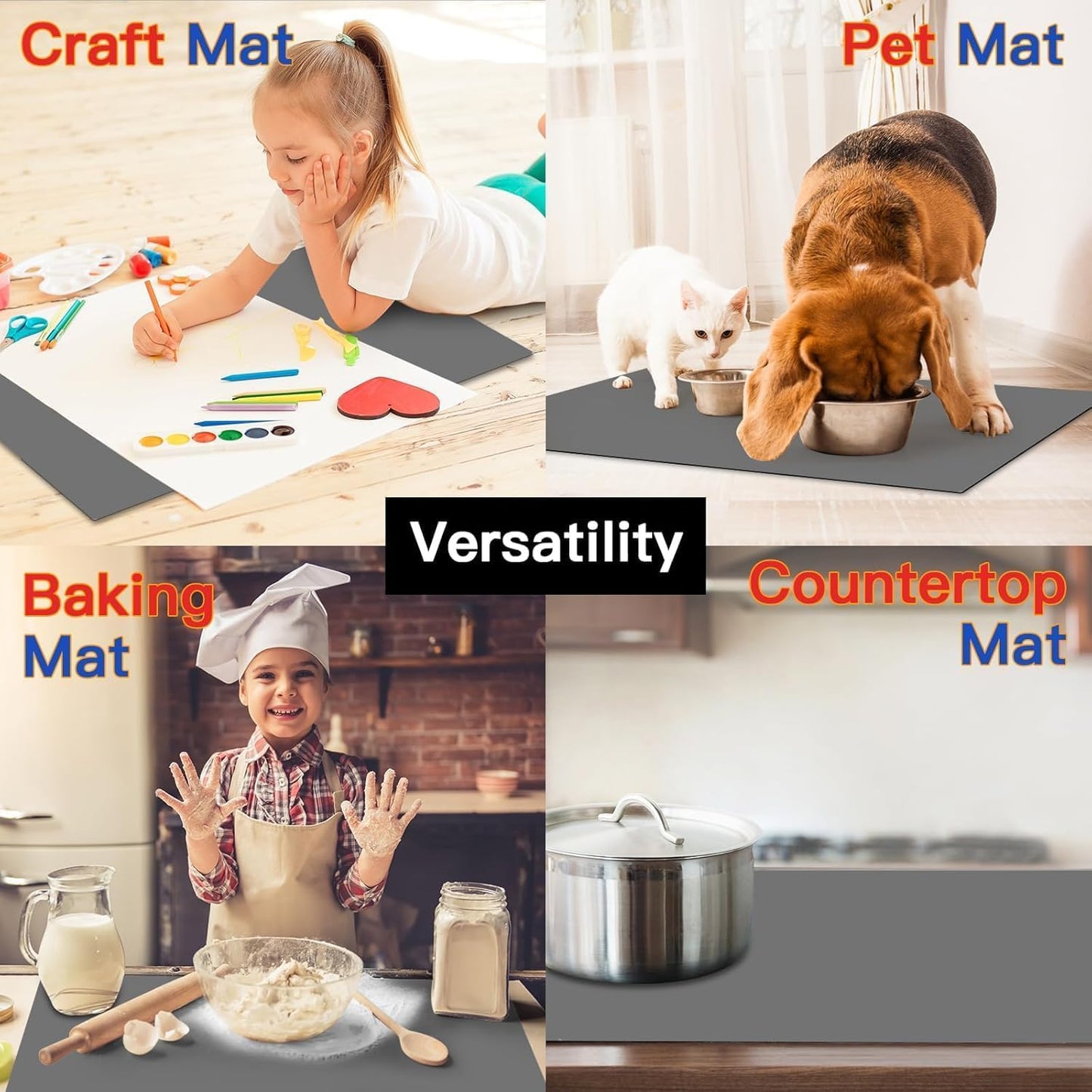 Largest Silicone Mats for Kitchen Counter, 120" x 24" Extra Large Heat Resistant Counter Mat, Kitchen Island Waterproof Thicken Non-slip Countertop Protector Mat, Dark Gray
