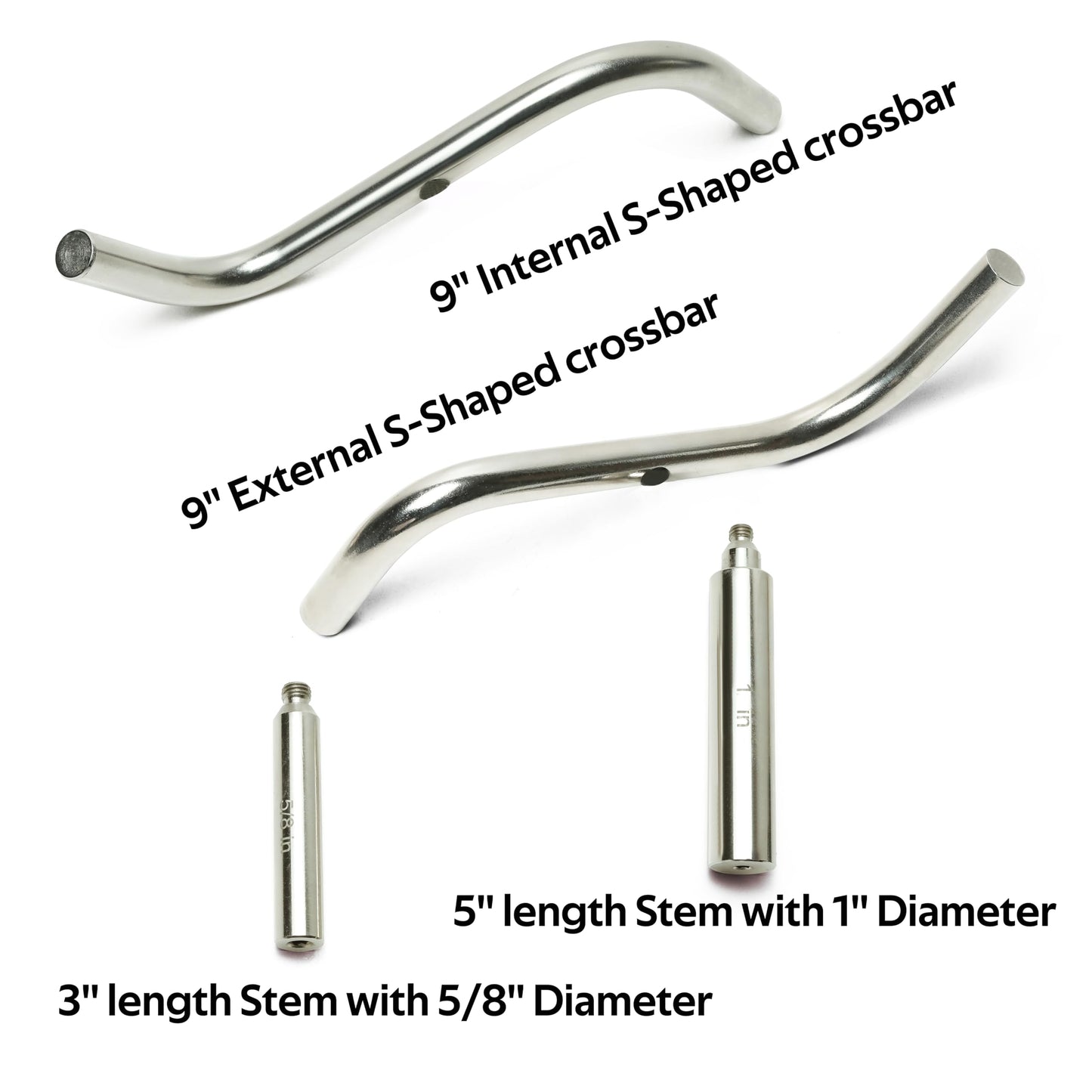 BMWOOD S Shaped Stainless Steel Tool Rest Set with 1" and 5/8" Stems for Woodturning Lathe Bowl Turning.