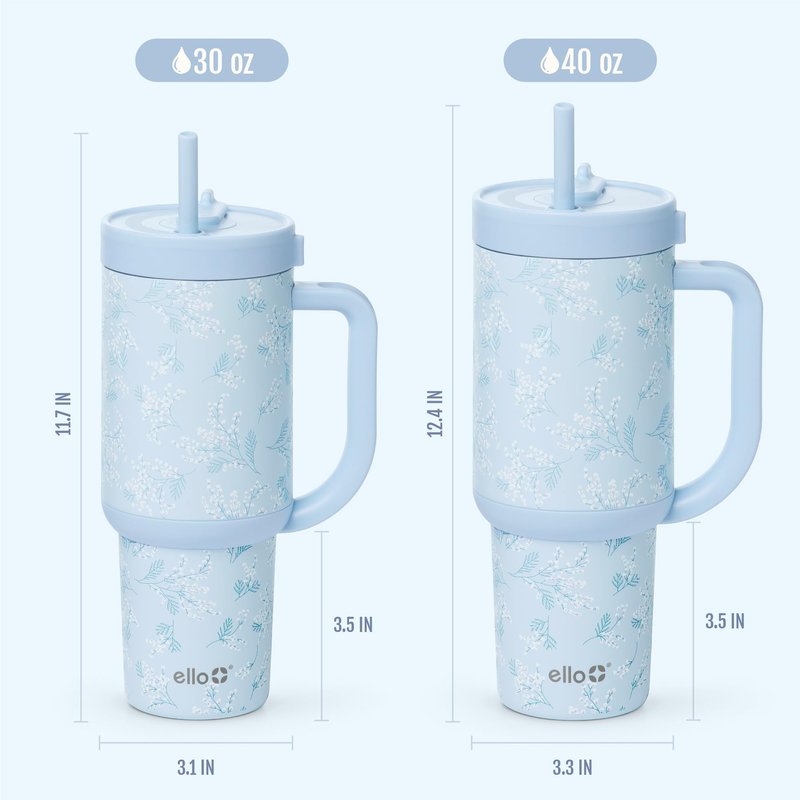 Ello Oasis 30 oz Tumbler with Handle & Retracting Straw | Reusable Insulated Stainless Steel Cup 100% Leakproof, Gifts for Teens Women Men | Keeps cold for 24 Hours, Cup Holder Friendly, Sweet Alyssum