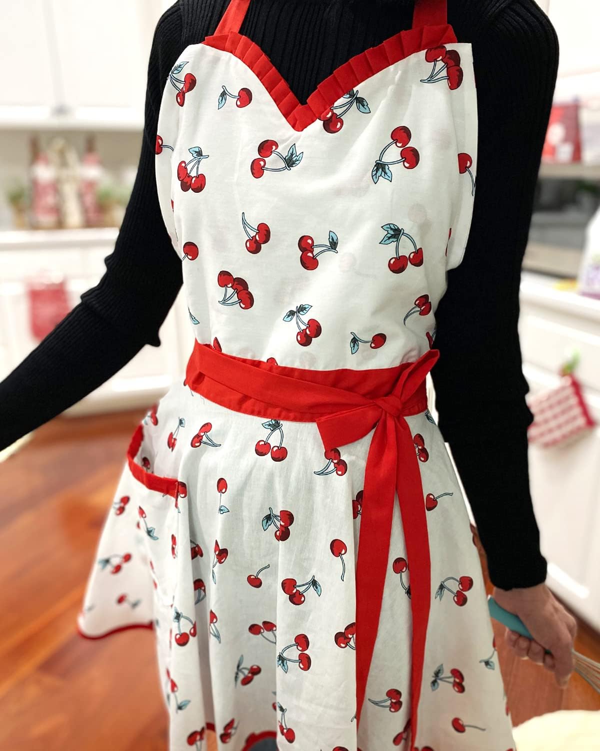 Wrapables Sweet Cherries Adjustable Flirty Hostess Apron
