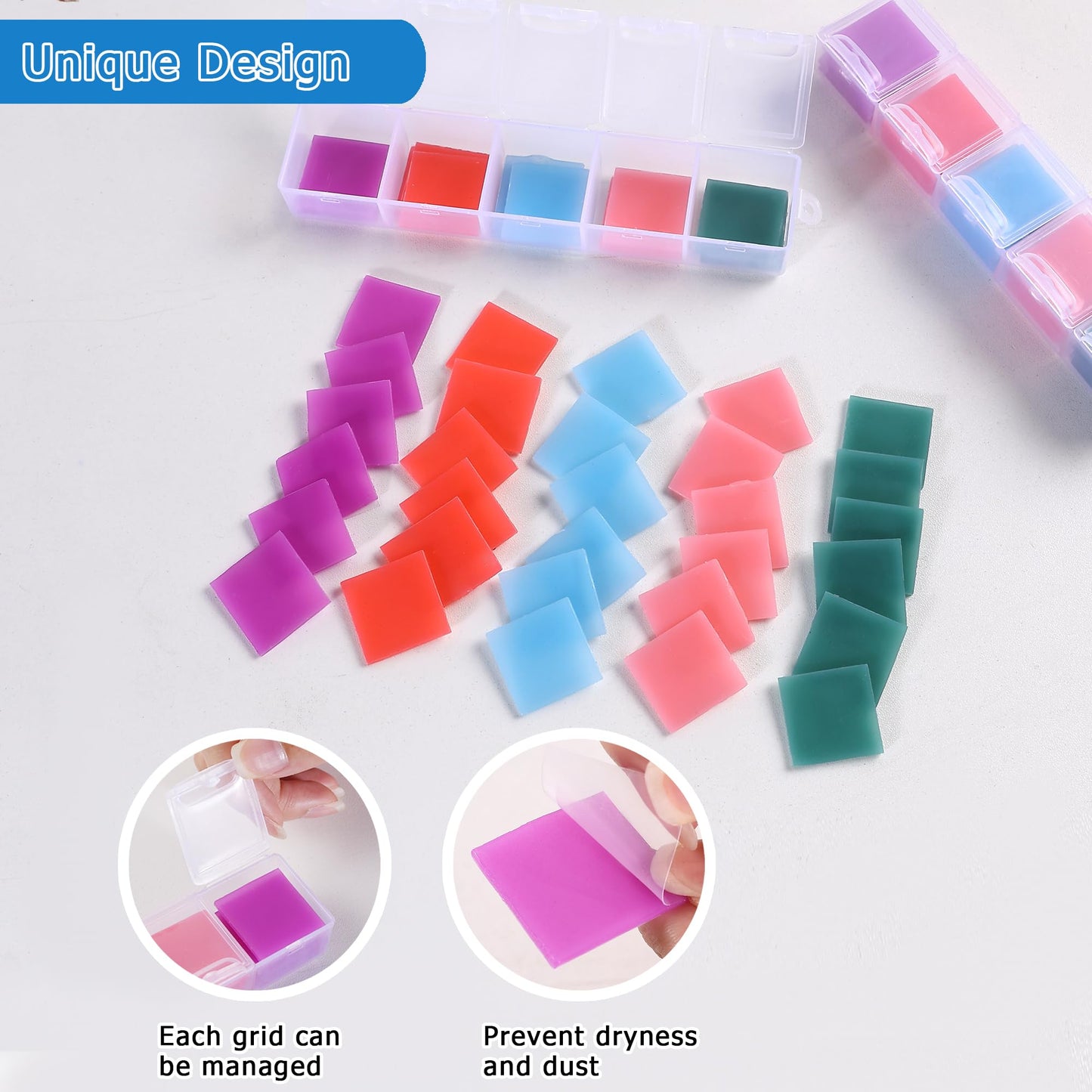 LYMUSUMI 180 Pcs Diamond Painting Glue Clay DIY Wax Set for 5D Diamond Art Accessories Tools with 4 Storage Box