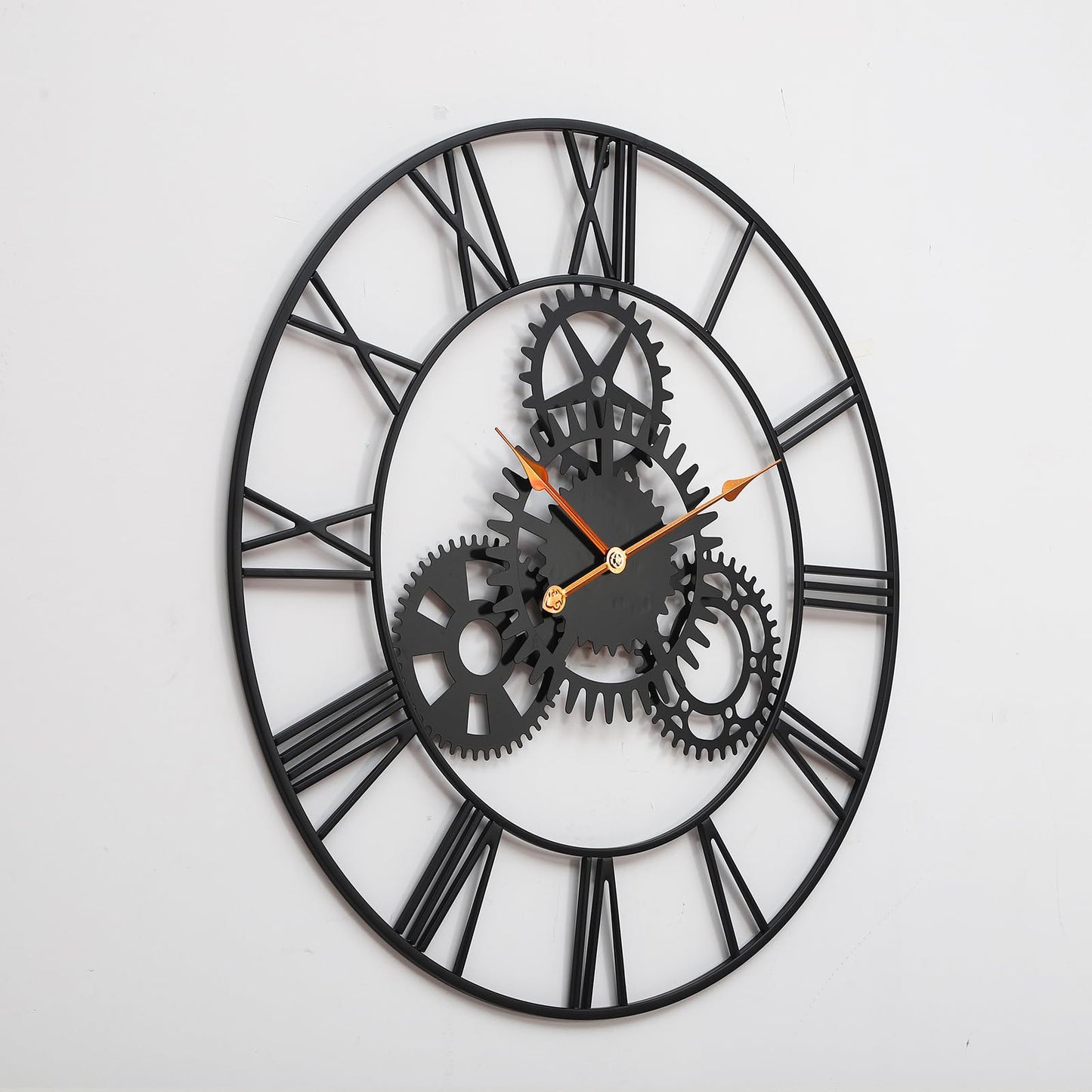 AMAATE Steampunk Wall Clock 32 Inch, Industrial Metal Gears with Roman Numerals, Retro Distressed Finish Mechanical Art for Bar, Living Room, Cafe Decor