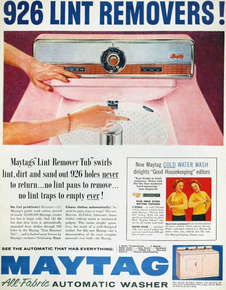 Home Appliance Ad 1957 Maytag Washing Machine Advertisement Poster Print, 18 x 24