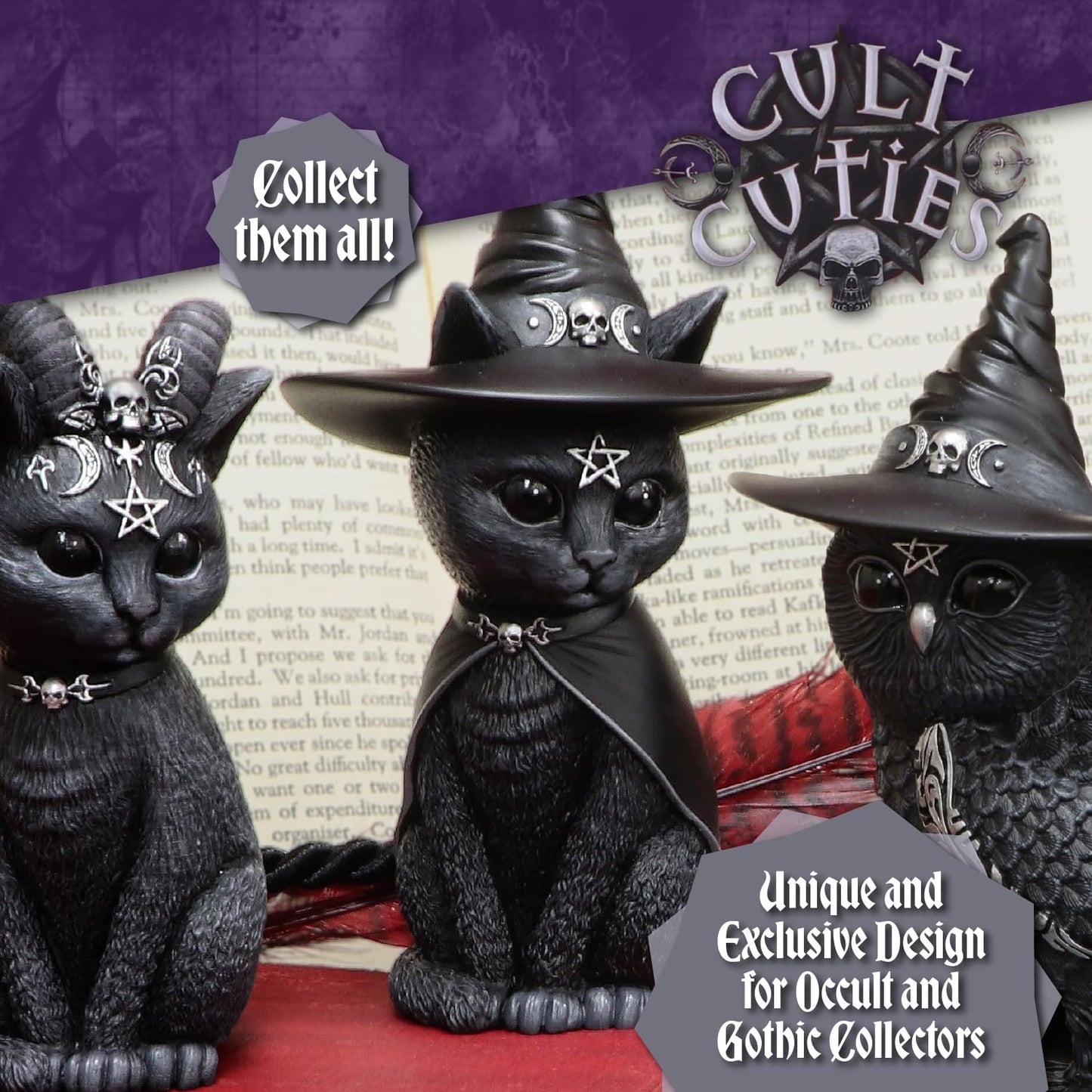 Nemesis Now Figurine Decor, Detailed Hand-Painted Polyresin, Black - Purrah Witches Hat Gothic Satanic Cat