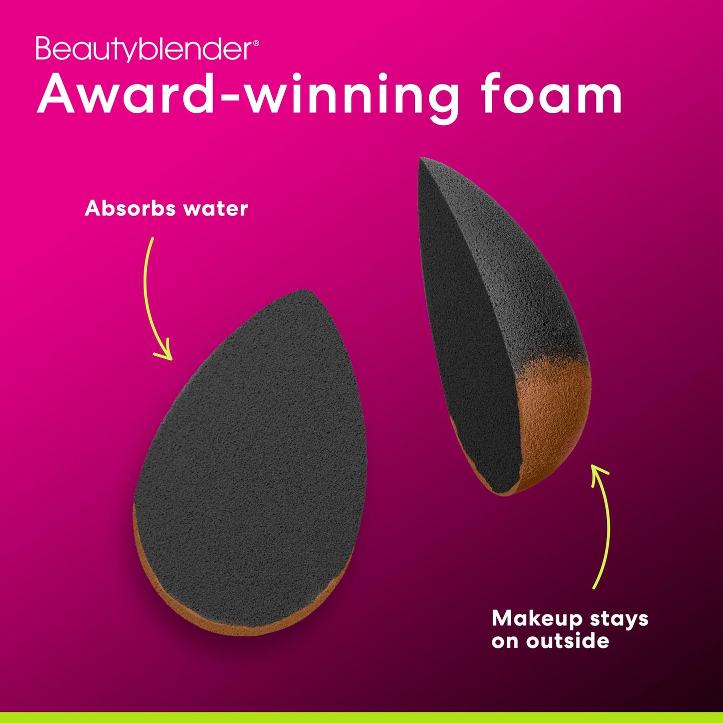 Beautyblender® | Original Pink Beauty Blender Makeup Sponge, Super-Soft Foam Easily Blends Foundations, Powders & Creams, Made in USA, Reusable, Washable, Streak Free Application, Vegan, Cruelty Free