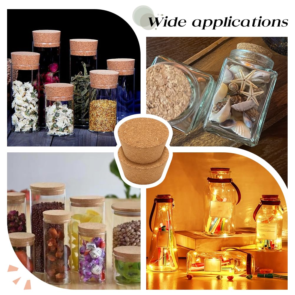 OLYCRAFT 2Pcs Large Cork Stoppers 2.4~3.2 Inch Cork Bottle Stoppers Tapered Corks Plugs Corks Canning Jar Lids Wood Tapered Plugs Wooden Taper Stopper for Kitchen Wedding Favor Canning