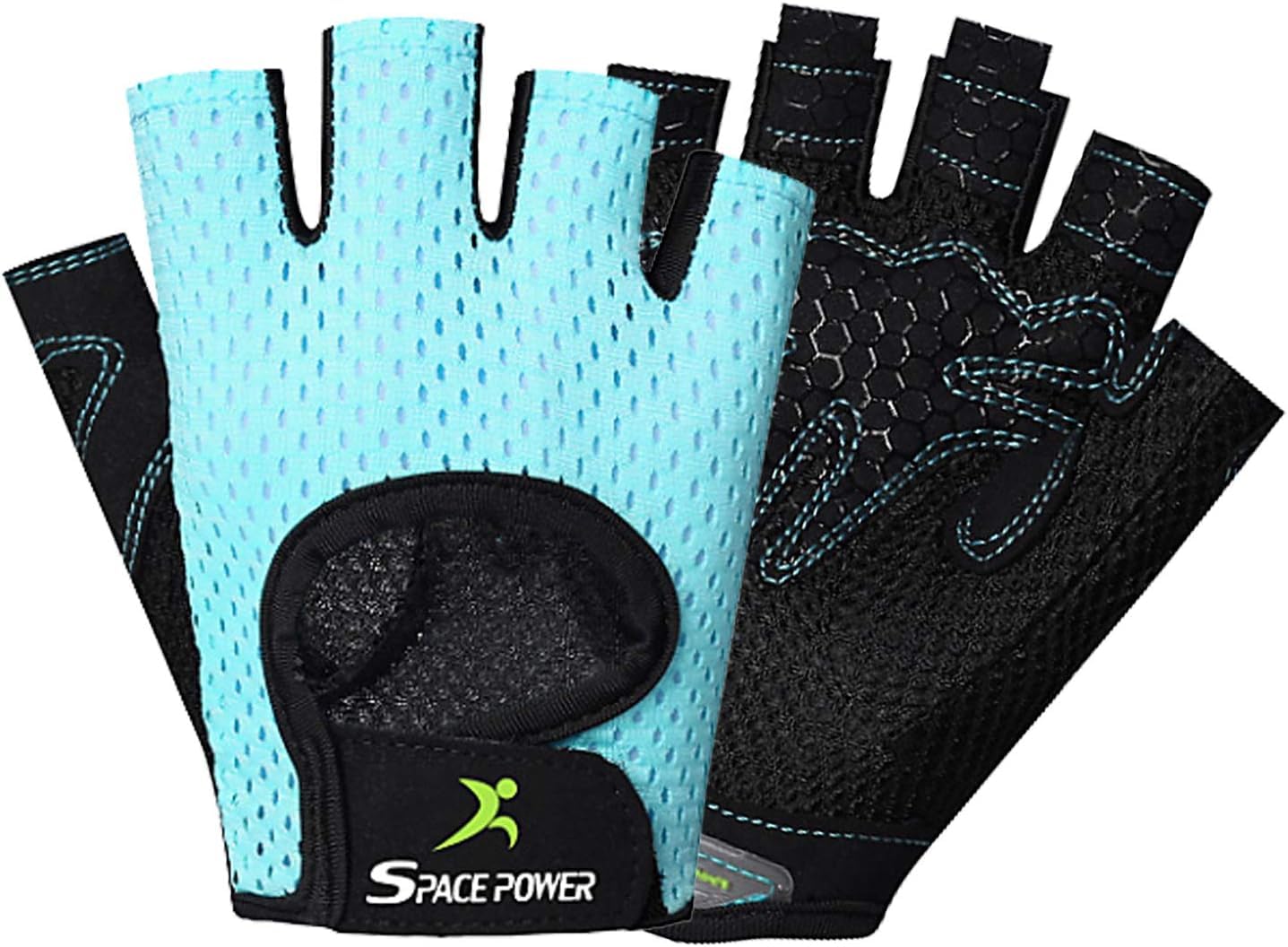 spacepower Workout Gloves, Weight Lifting Gloves for Women&Men, Lightweight Breathable Gym Gloves for Exercise (Small, Blue)