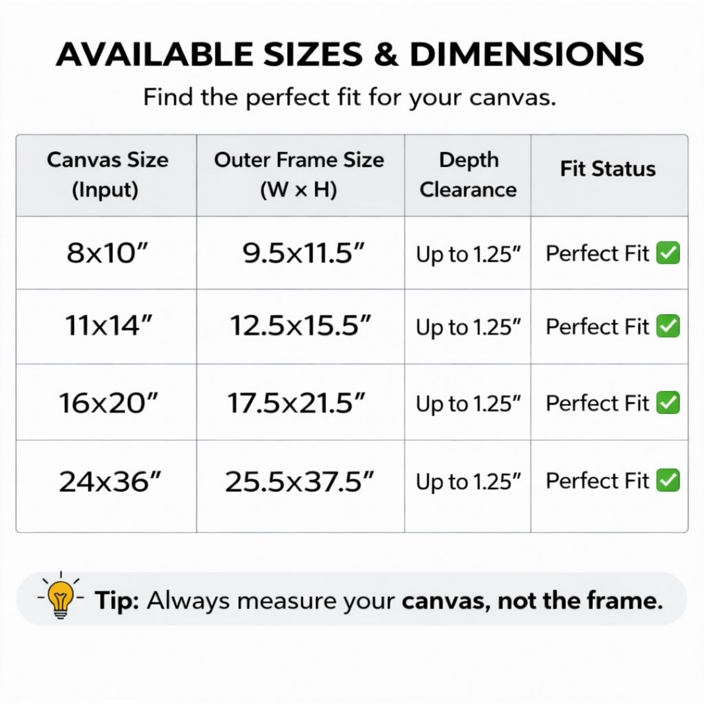 Prixas Print Floater Frame for Canvas Paintings - 1.25" Deep Gallery Floating Picture Frame with Premium PS Frame (Not Solid Wood), Made in USA Wall Art Decor (Black, 8x8)
