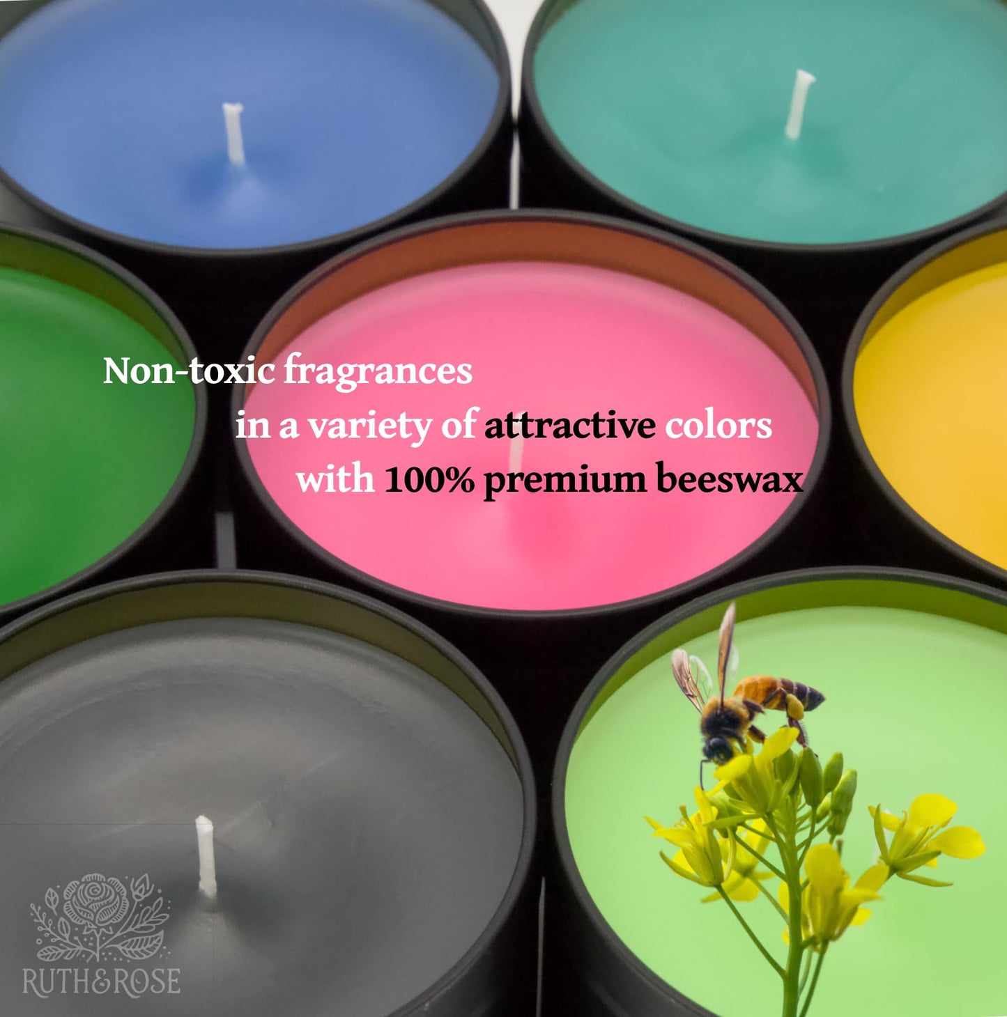 RUTH & ROSE Coffee Shop Scented Candle, 100% Beeswax Candle for Home, 8oz, +65 Hours Burn Time, Aromatherapy Non Toxic Candles, Gift for Women & Men, Made in USA, Perfect for Travel or Gifting
