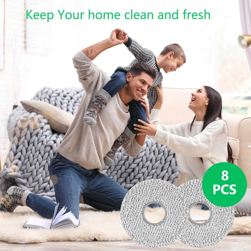 8 Pack Replacement Mop Pads Compatible with Irobot Roomba Plus 405&505 Combo Robots,8 Pack Washable and Reusable Mop Refills (8 Pack)