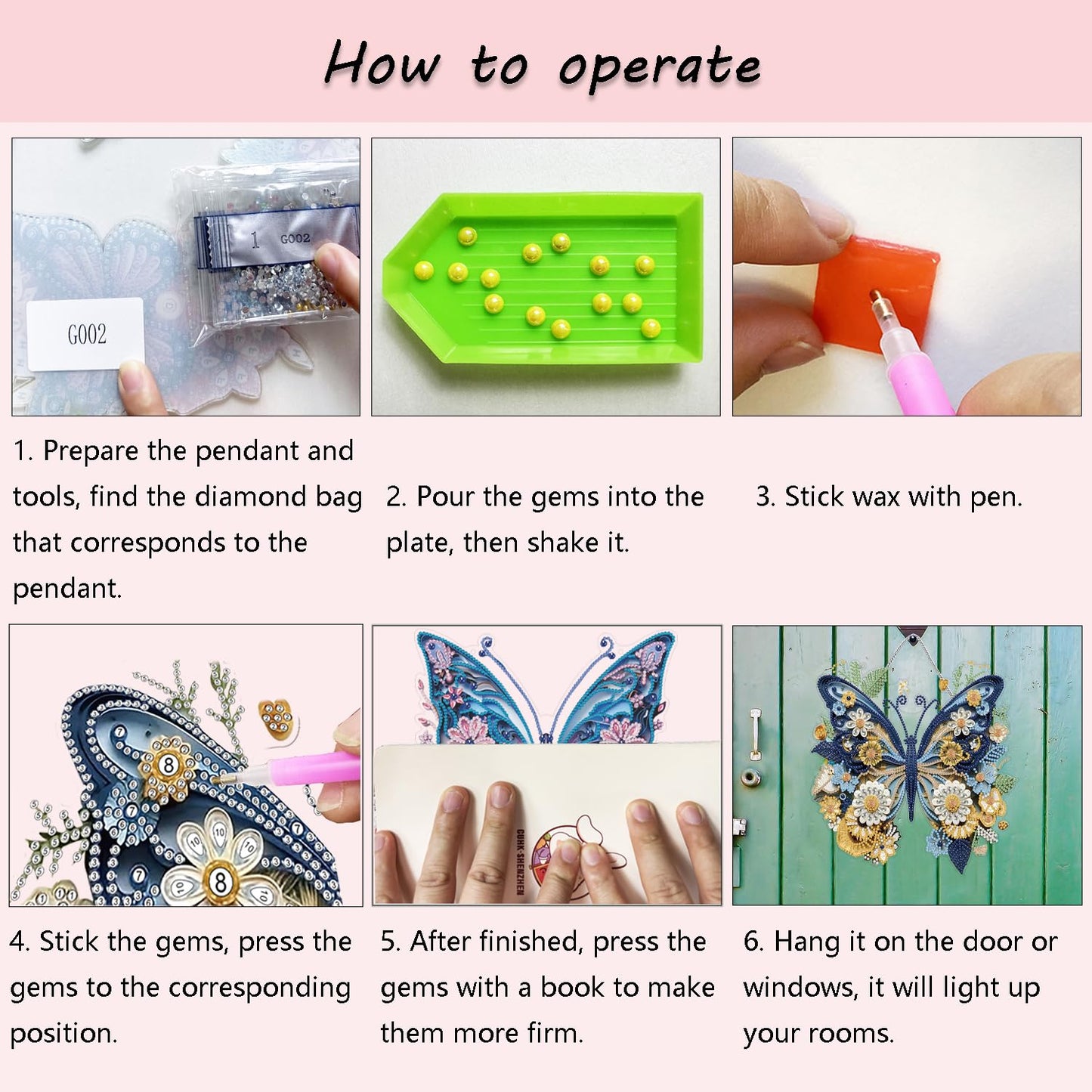 Muzagroo Art 5D Diamond Art Kits for Adults, Butterflies Diamond Hanging Ornament Kits for Windows, DIY Special Shaped Diamond Dot Kits, Crystal Window Hanging Pendant Ornament 2PCS(Butterflies)