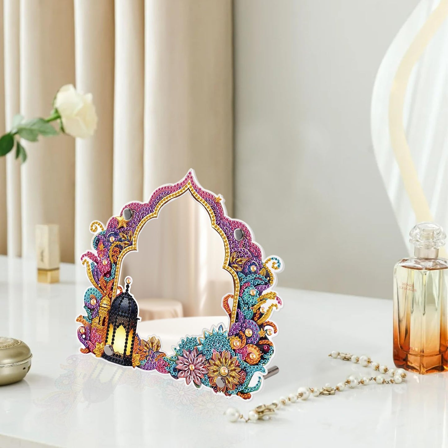 Focart 5D DIY Diamond Painting Kit Acrylic Material DIY Special Shape Diamond Art Mirror Kit, Craft Set with Tools and Accessories for Home Decoration, Good Gift for Handmake Lovers