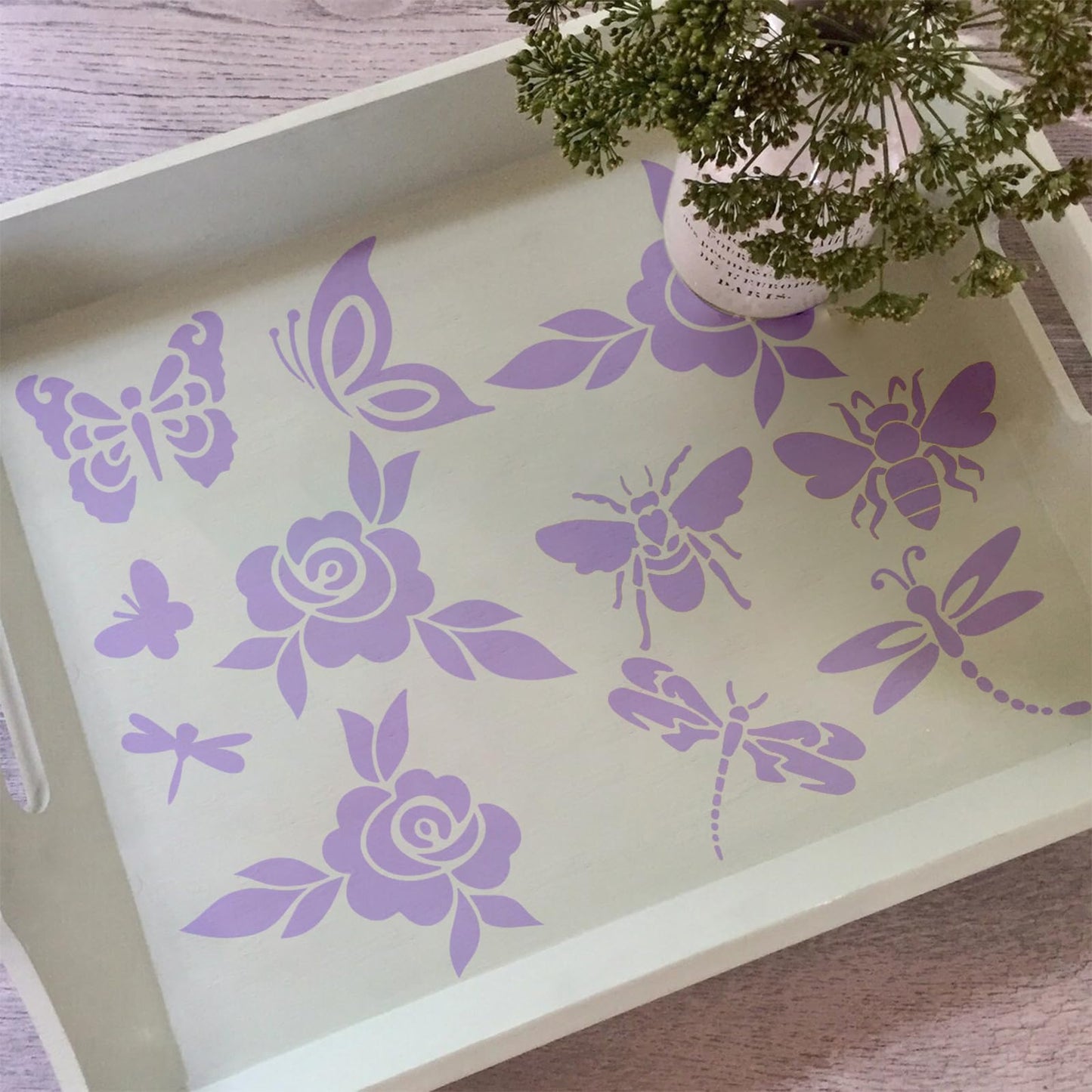 8 Pcs Large Flower Stencils for Painting, 9.84 X 9.84 Inch Flower Stencils for Crafts Reusable, Wood and Wall Stencils for Painting Large Pattern, DIY Templates Holiday Wall Paper (B)