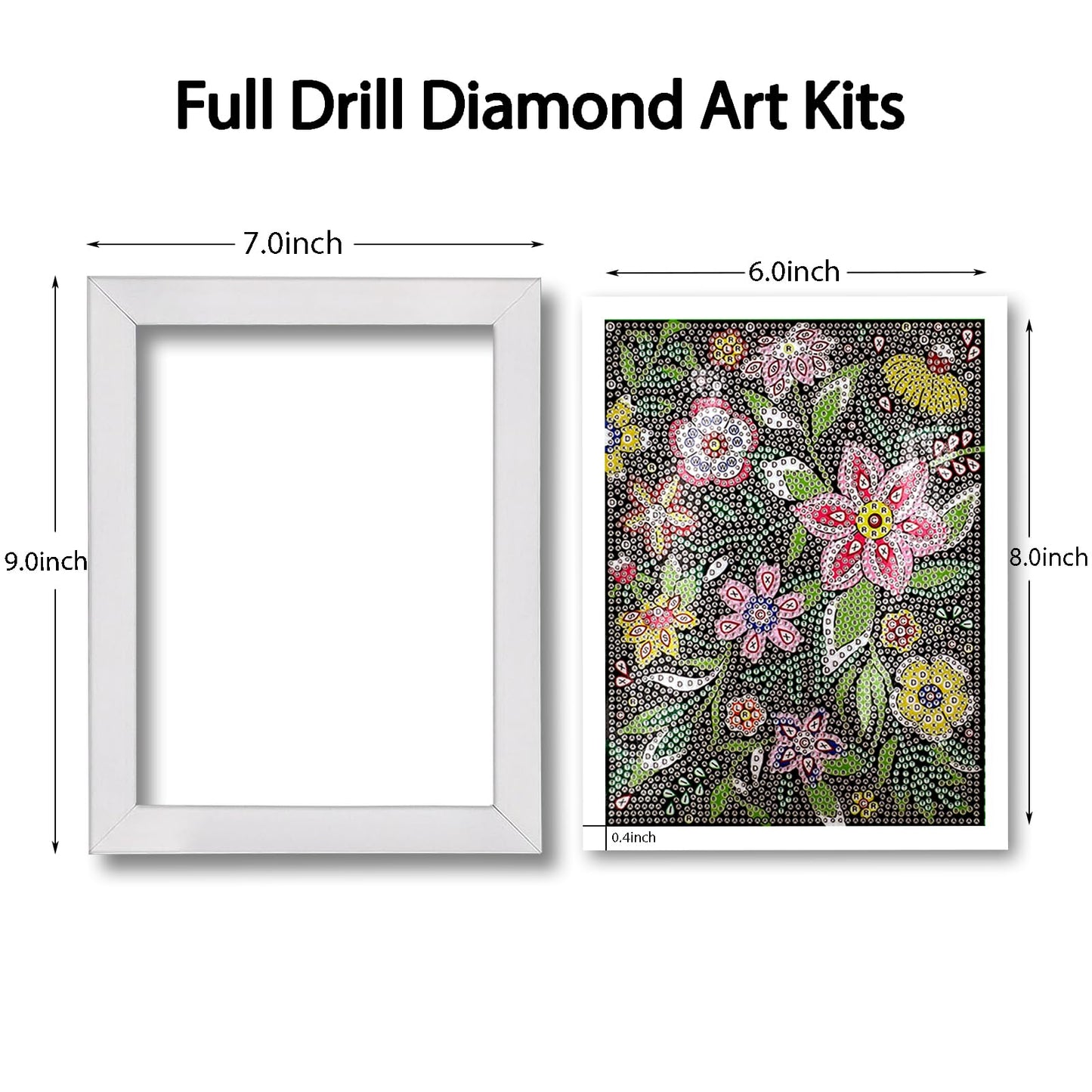 QIOUOL Flower Diamond Art Painting Kits for Kids Adults Beginners with Wooden Frame Girls Art Crafts Rhinestone Gem by Number Kits,Diamond Art Kits for Teens,Birthday Gifts and Office Decor