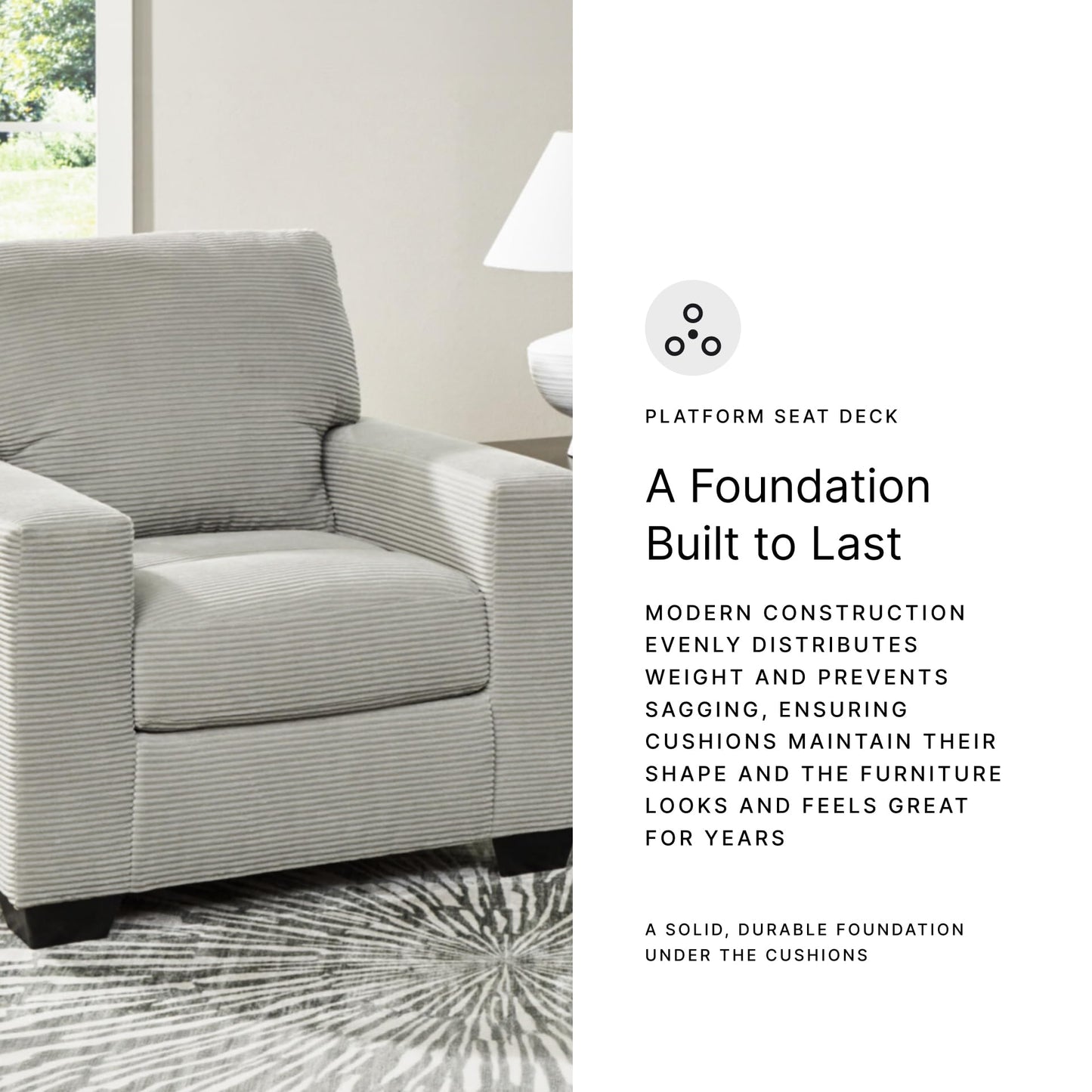 Signature Design by Ashley Ammon Urban Anti Sag Chair with Loose Seat Cushion, Light Gray