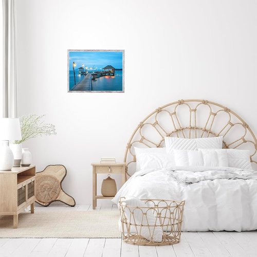 JCJMY 12x17 Rustic White Picture Frame - Versatile Wall Mounting for Horizontal or Vertical Display