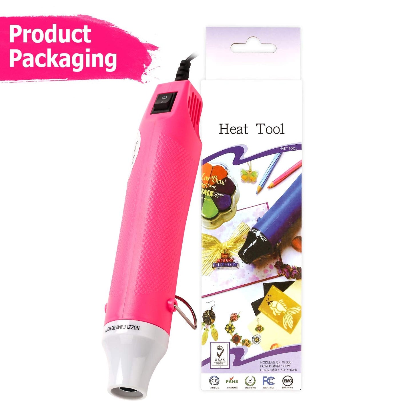 Heat Gun for Crafting - Mini Heat Tool for Epoxy Resin, Silicone Molds, Acrylic Pouring, Embossing, and Bubble Removal, Compact Craft Dryer for Small Art Projects (Pink)