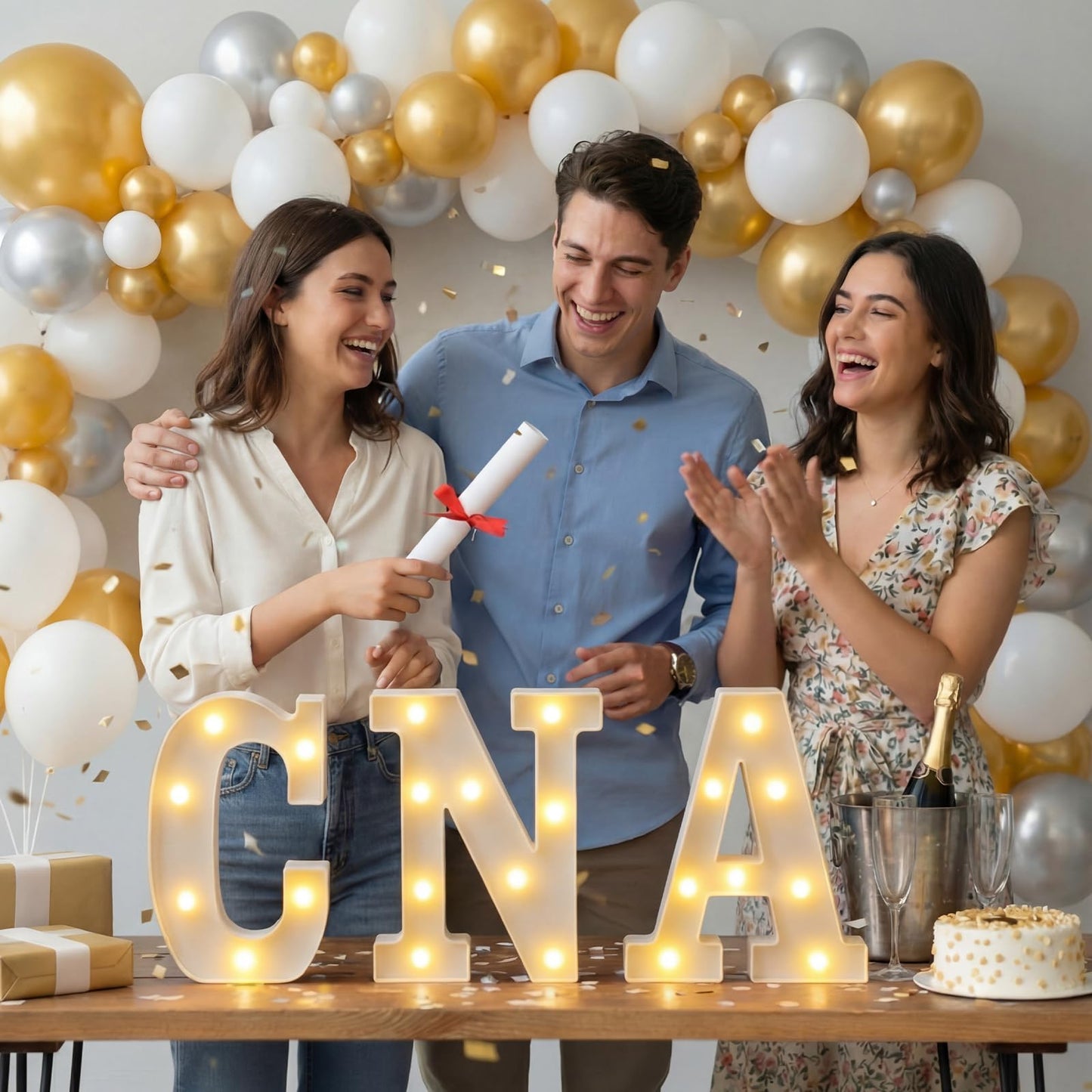 Wettal CNA LED Marquee Letter Lights Sign Light up Letter Numbers CNA Week Graduation Decoration 2026 Graduate Party Decoration Nursing School Medical School Graduation Party Supplies