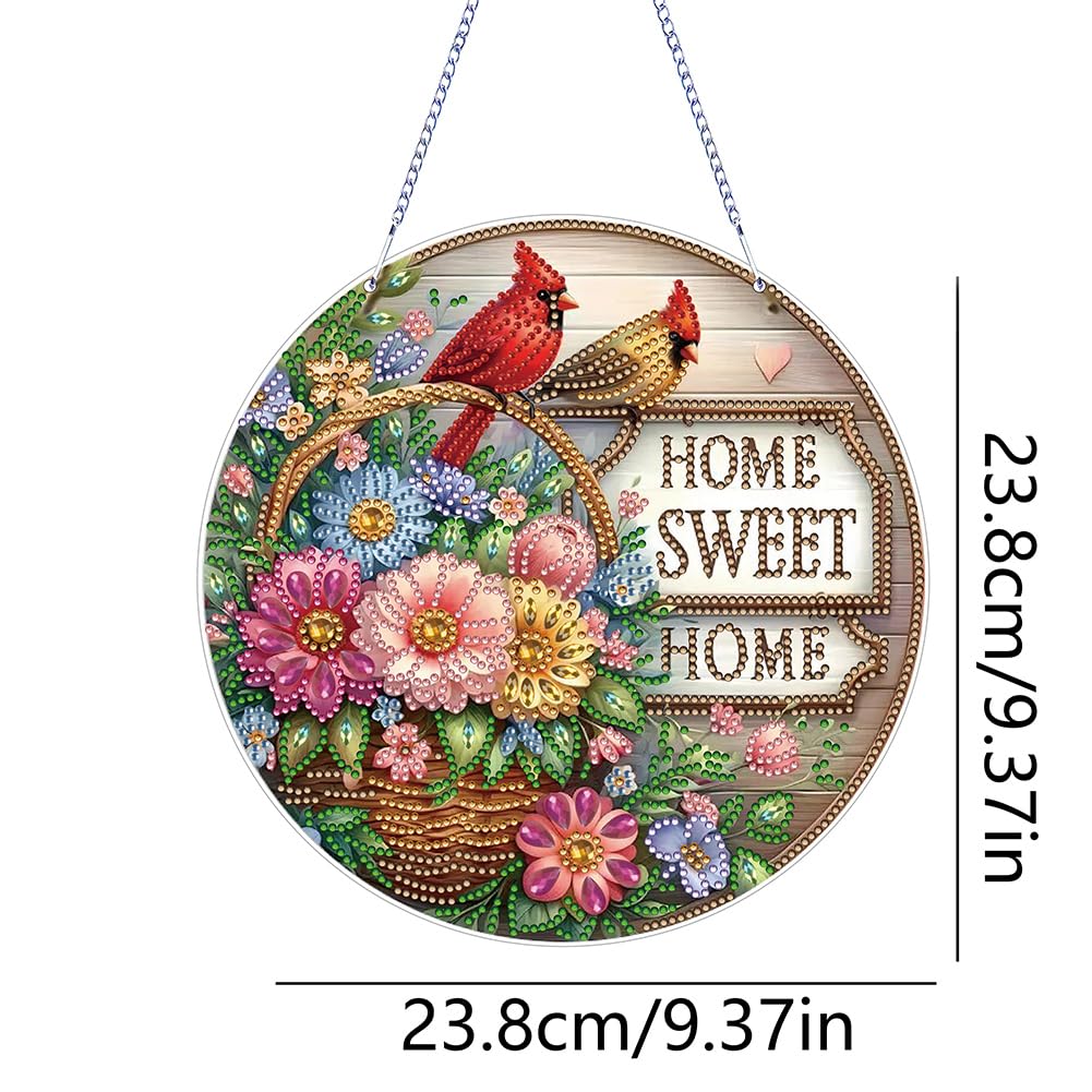 SULUNMO Diamond Art Hanging Kit, Diamonds Art Painting Pendant for Adults, DIY Gem Painting Board Kit for Window Door(Sweet Family-1)