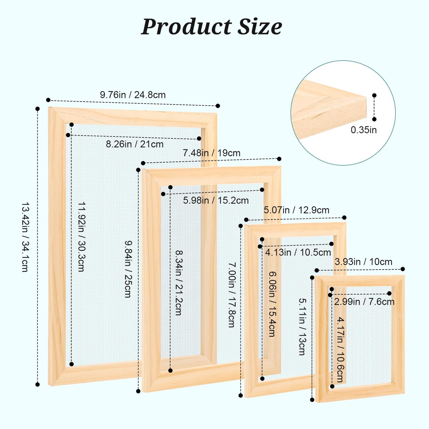 Aboofx Paper Making Kit, A4 A5 A6 A7 Size Paper Making Screen Frame Kit, Wooden Mold and Deckle with Mesh, Absorbent Papers, Sponge and Confetti,DIY Handmade Papermaking Supplies Gift for Craft Lover