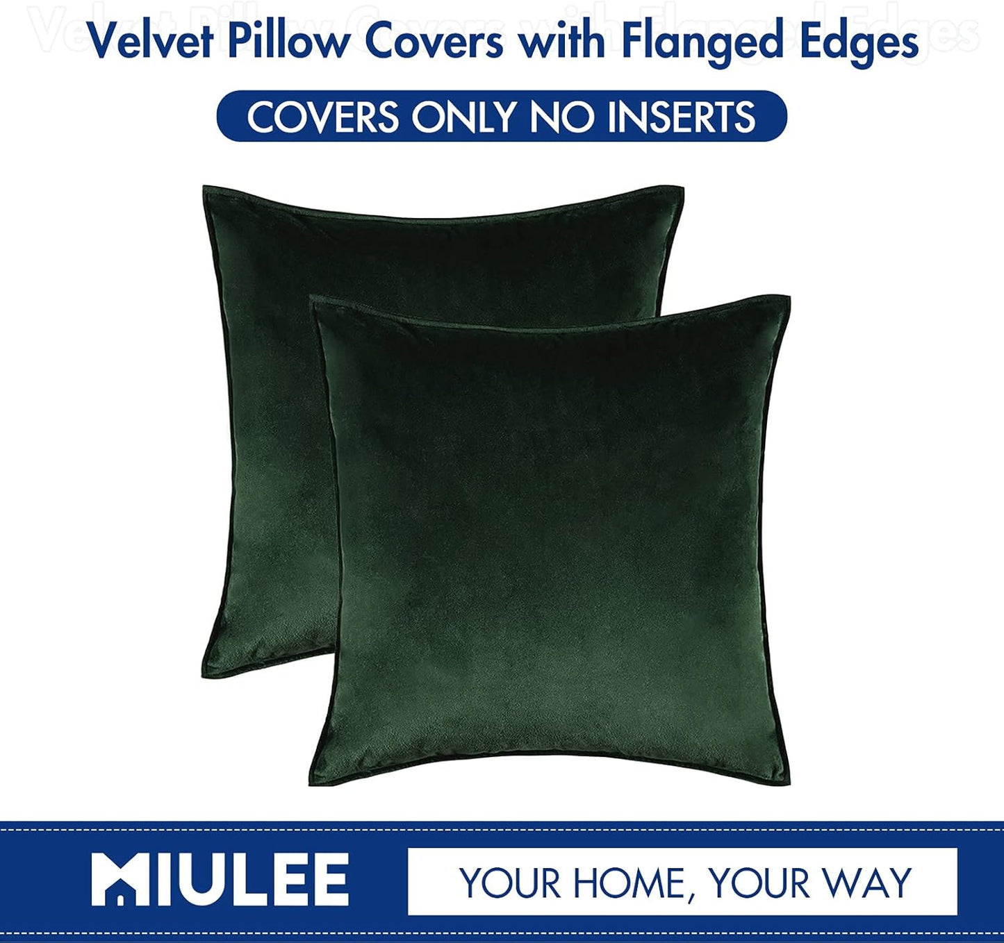 MIULEE 2 Pack of 16x16 Inch Army Green Christmas Decorative Velvet Throw Pillow Covers