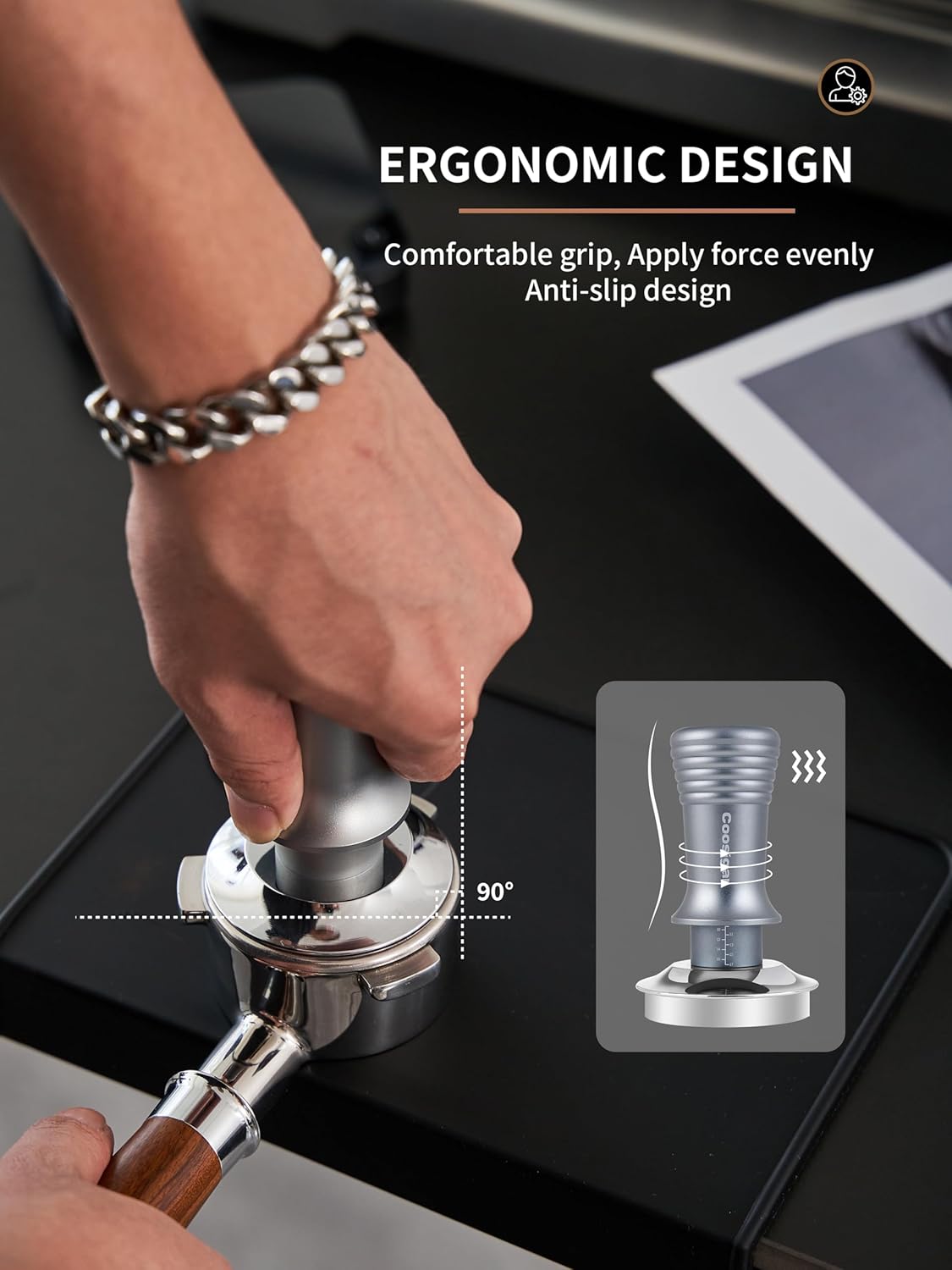 51mm Espresso Tamper, Premium Barista Coffee Tamper with 30lb Calibrated Spring Loaded Stainless Steel