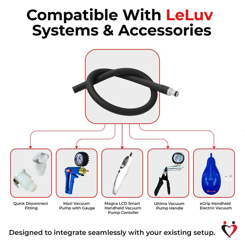 LeLuv Premium Slippery-Coated Silicone Vacuum Hose 1/4 Inch ID x 18 Inch, Non-Collapsible Silicone Tubing with O-Ring Male Disconnect Fitting for Precision Vacuum Tools & Accessories - Matte Black