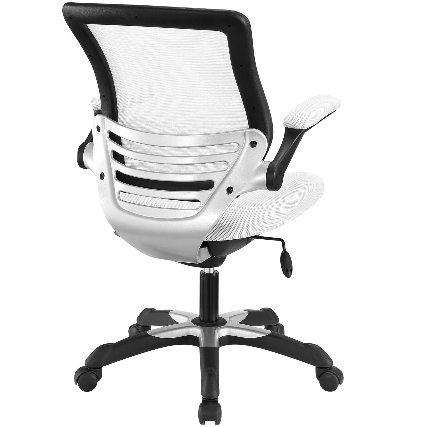 Modway Edge Mesh Back and Mesh Seat Office Chair In Black With Flip-Up Arms in White