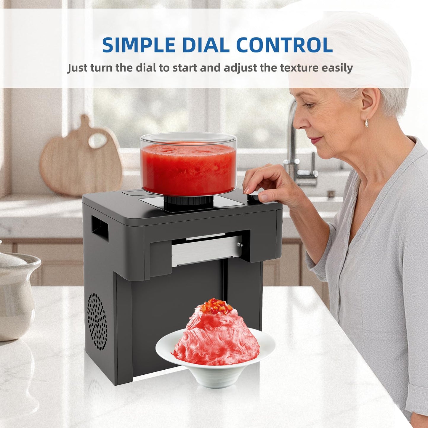 ICEMAGE Shaved Ice Machine, 60s Fast Slushie & Snow Cone Maker for Home, No Pre-Freezing, 15 Textures, All-Drink Compatible, 50dB Quiet, One-Touch Self-Cleaning, Compact for Parties & RVs