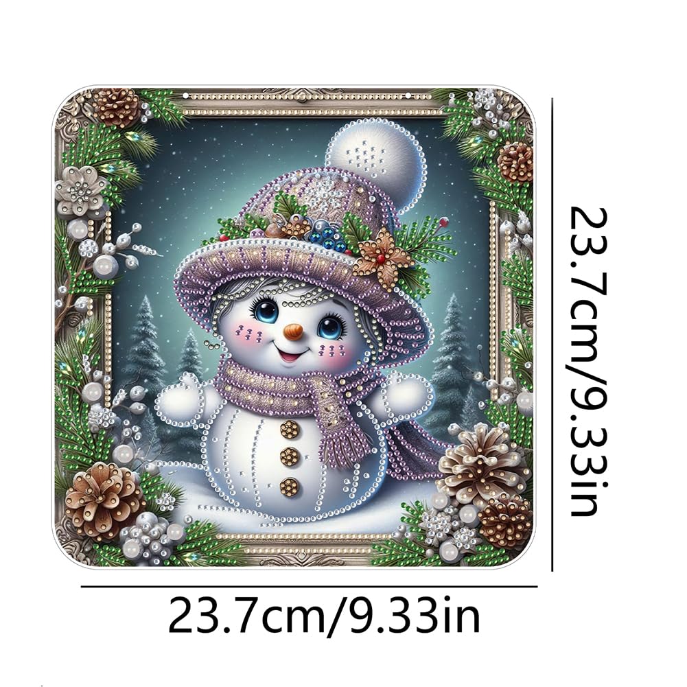 POETRYDRAW DIY Hanging Diamond Art Pendant Kit Christmas Snowman, Special Crystal Diamonds Painting Ornament for Adults, 5D Diamond Art Suncatchers Double Sided Board Gem Painting Box Kit