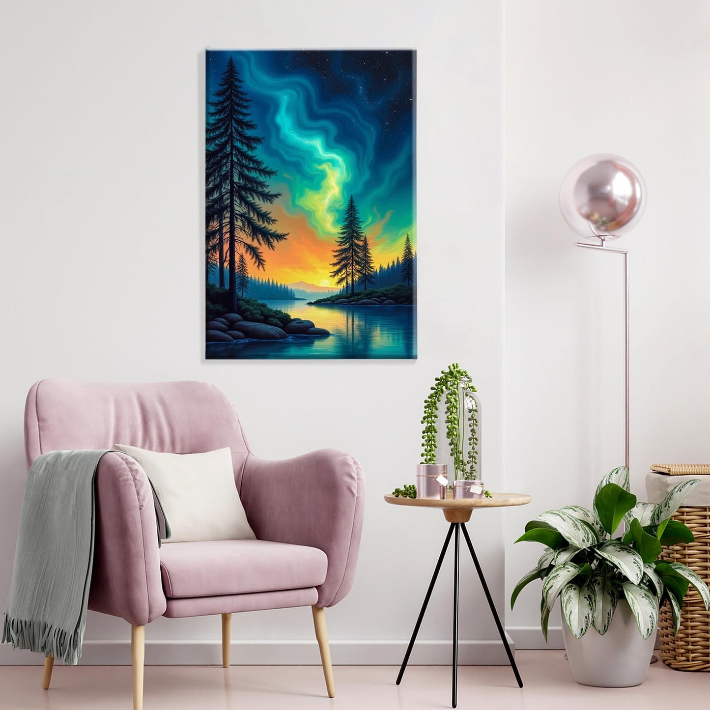 JOOZ 4 Pack Paint by Numbers Kit for Adults with Frame Aurora Paint by Number with Easel DIY Mountain Landscape Adult Paint by Number Kits Moon Oil Painting Kits for Home Wall Decor 8x12 Inch