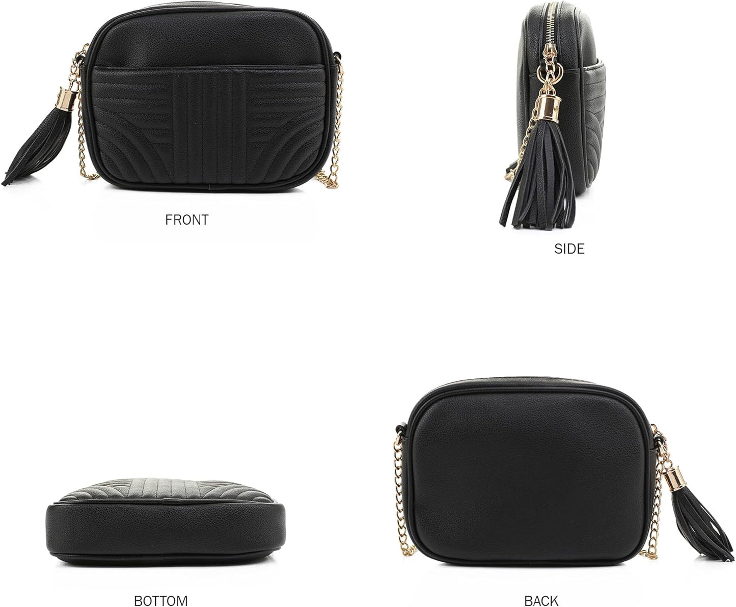 EVVE Quilted Crossbody Bags for Women - Stylish Camera Bag with Tassel - Lightweight Medium Size Shoulder Purse
