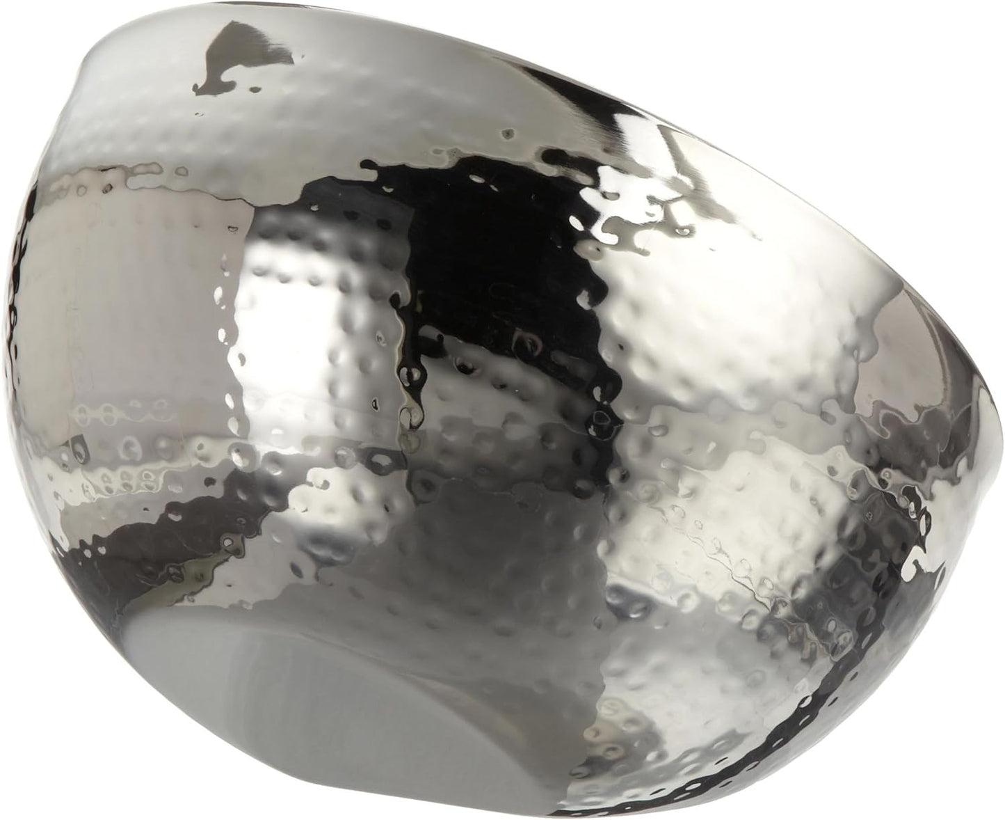 Hammered 6-Inch Stainless Steel Dual Angle Serving Bowl, Silver