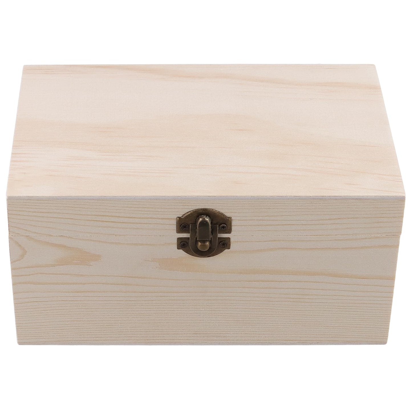 FUNSUEI 4 PCS 7.9 x 5.1 x 3.9 Inch Wooden Box with Hinged Lid, Unfinished Wood Box, Wooden Boxes for Crafts for Jewelry, DIY Craft, Storage, Gift