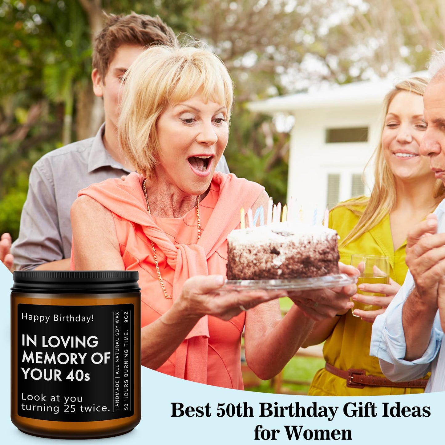 RIZOOCE 50th Birthday Gifts for Her Him, 50 Year Old Birthday Gifts - Funny & Unique Presents for Men & Women Born in 1976, Lavender Scented Candle, 7oz
