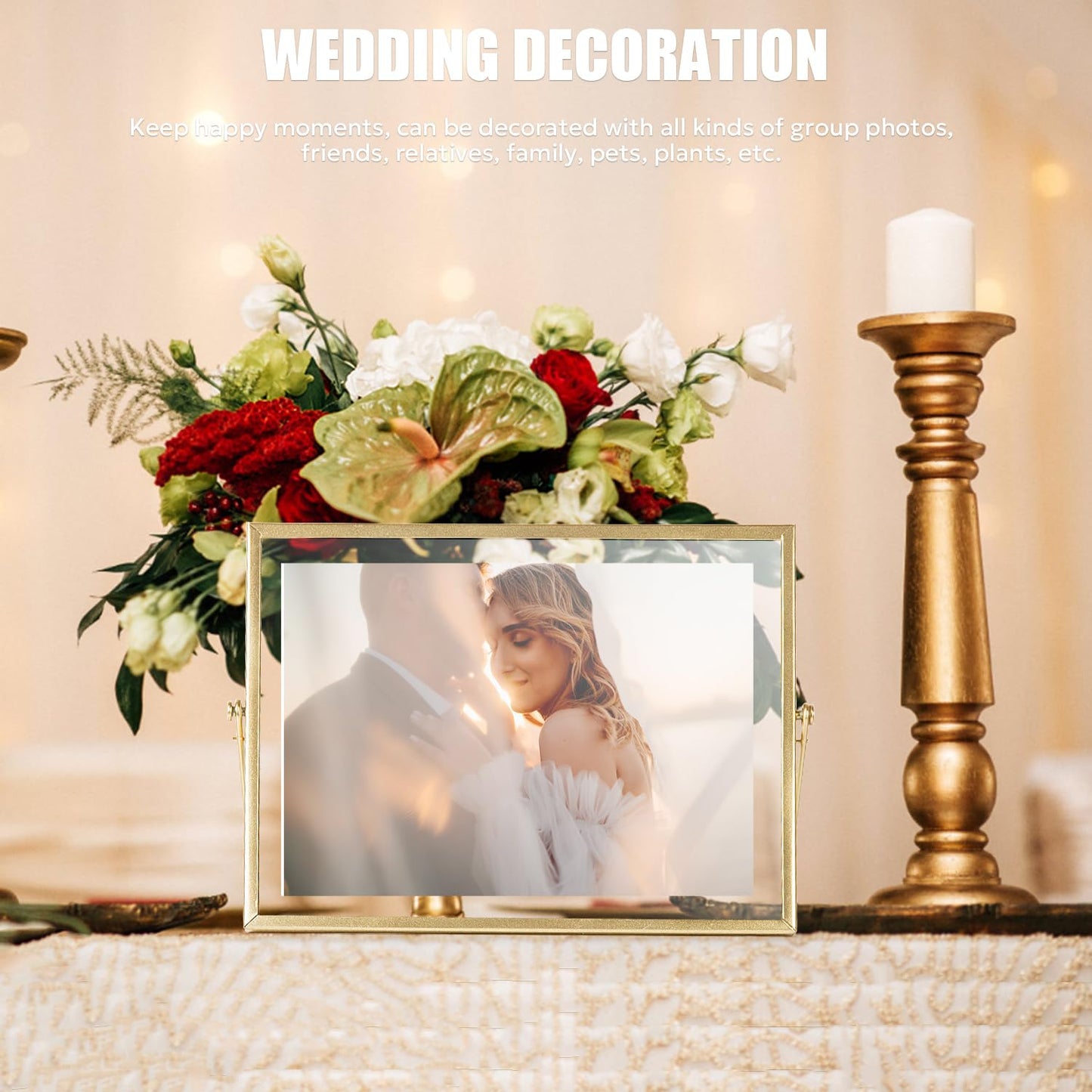 AceList 7x9 Picture Frame Set of 2 for 5x7 Picture - Gold Metal Floating Photo Frame with Glass Cover - 7x9 Frame Gold Picture Frame - Floating Frame for Tabletop Display Horizontally