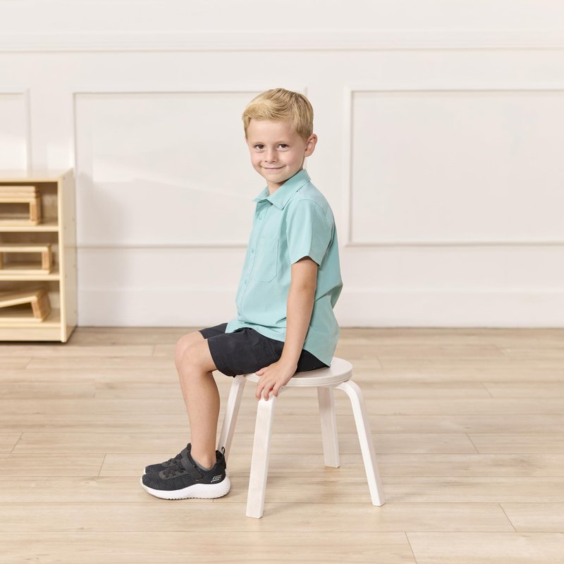 ECR4Kids Bentwood Stackable Stools, 12in Seat Height, Classroom Furniture, White Wash, 6-Piece