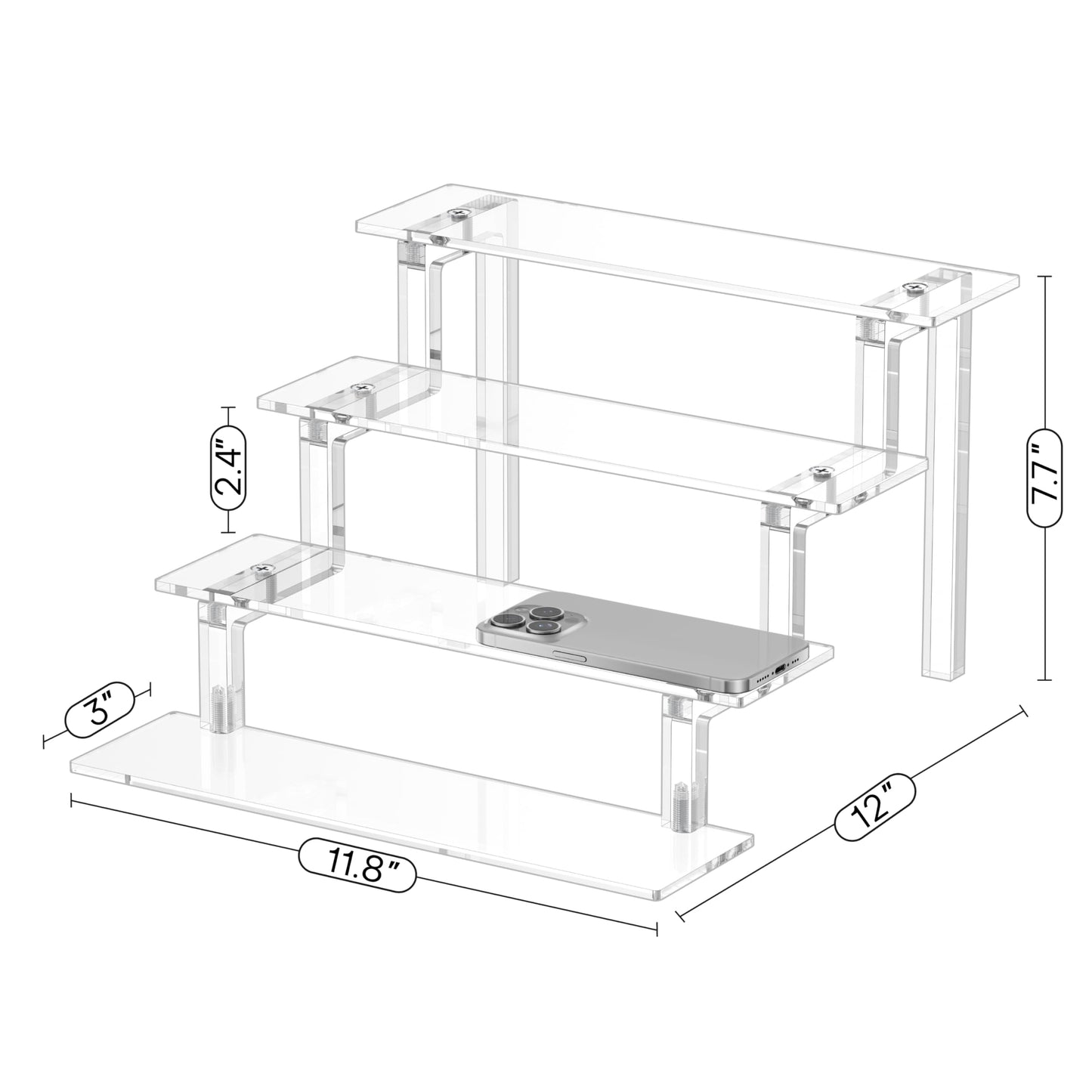 WINKINE Perfume Stand Organizer, Acrylic Riser Display Shelf, Clear Stand Compatible with Funko POP Figures, 4 Tiered Display Riser for Cologne, Acrylic Cupcake Organizer