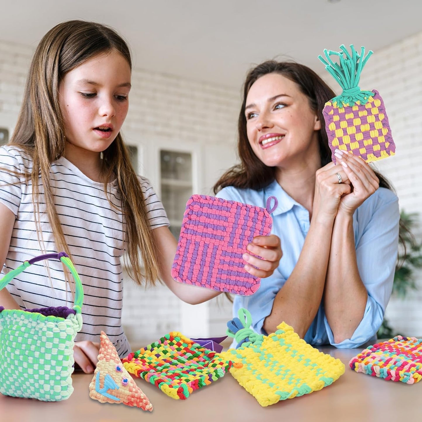 1000pcs Refill Loops for 7-Inch Weaving Loom Potholder Loop in 8 Colors, Durable Nylon DIY Kit Crafts Projects Pastel Loops Flexible Loom Kit Elastic Ideal Gifts for Girls Ages