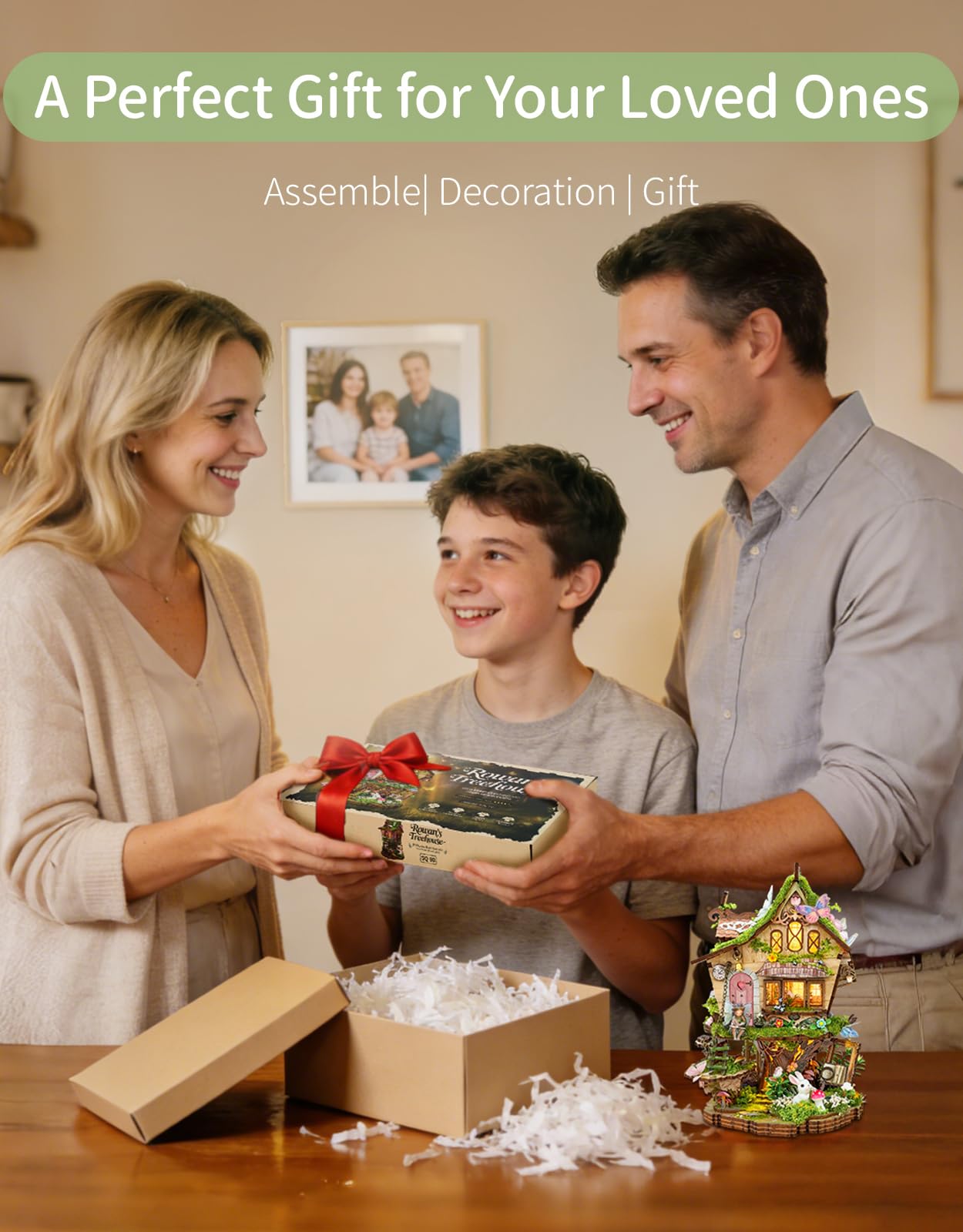 BELEEV DIY Miniature House Kit with LED Light, Fantasy Tree House Book Nook Kit for Adults, 3D Wooden Puzzle Model Building Kit, Dollhouse Bookshelf Decor, Creative Crafts Gift for Teens Adults